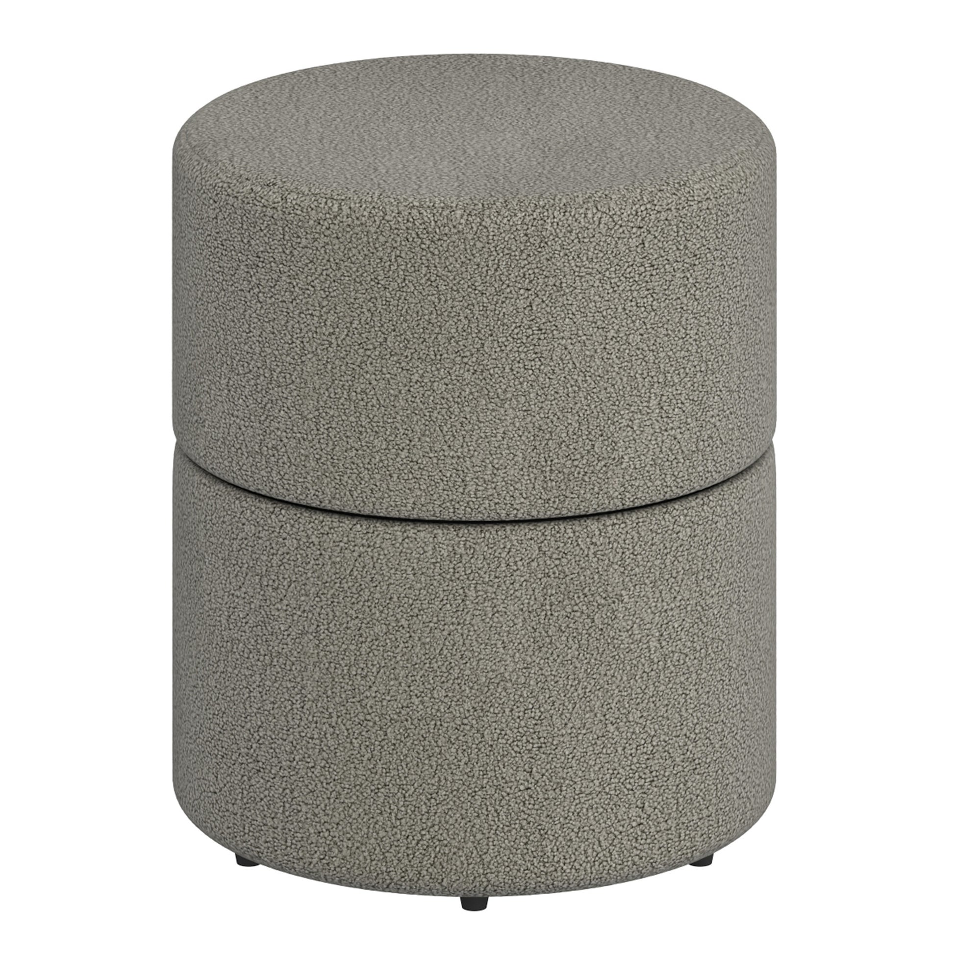 Novar Round Swivel Ottoman - Warm Grey Boucle Stool-DECOROLALA