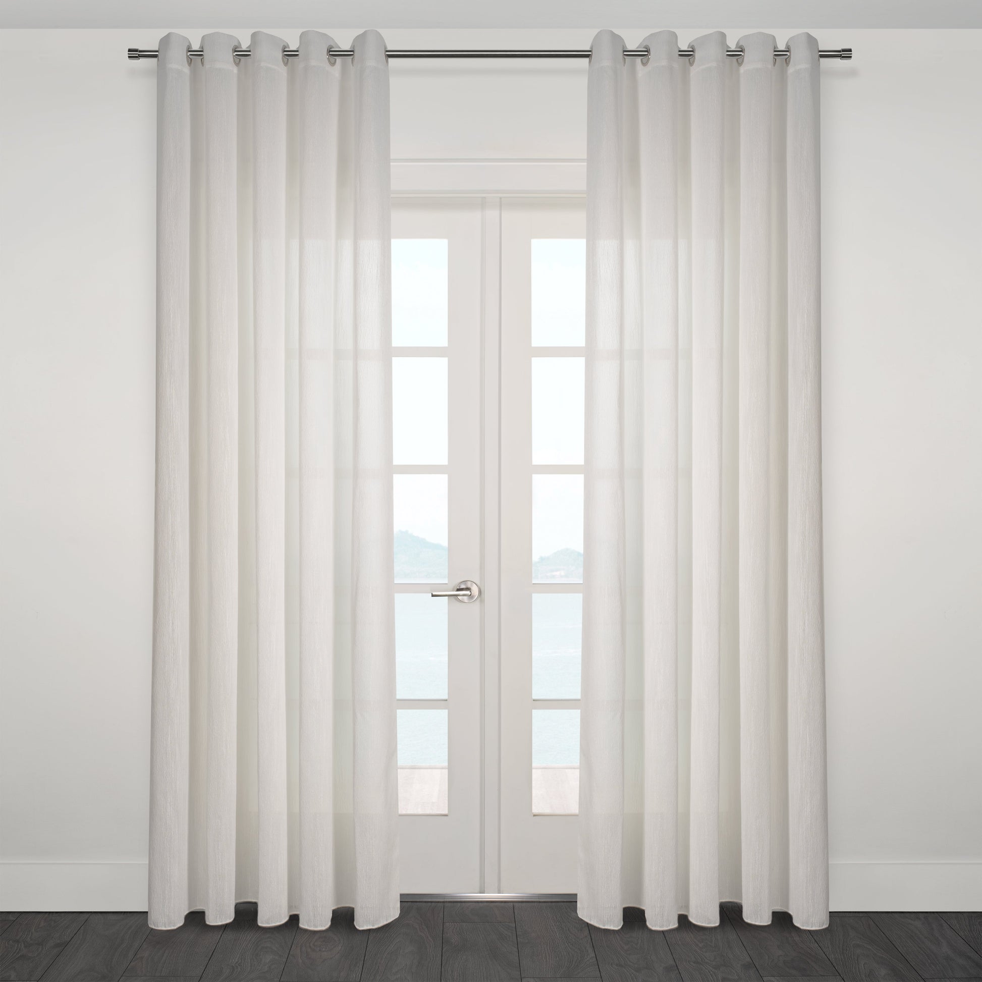 Novara Textured Jacquard Overall Design Semi Sheer Grommet Curtain 80" x 95"-Curtains-DECOROLALA