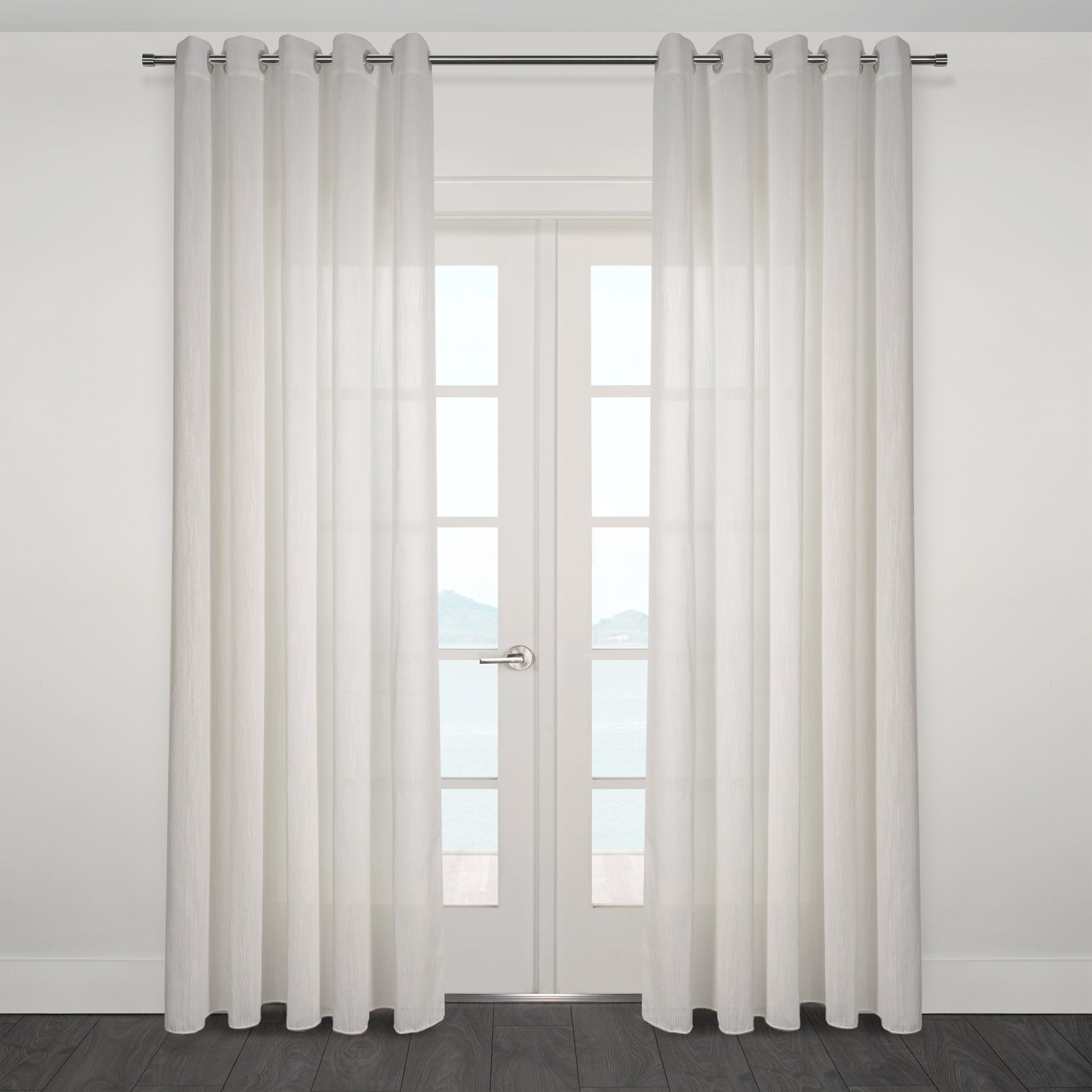 Novara Textured Jacquard Overall Design Semi Sheer Grommet Curtain 80" x 95"-Curtains-DECOROLALA