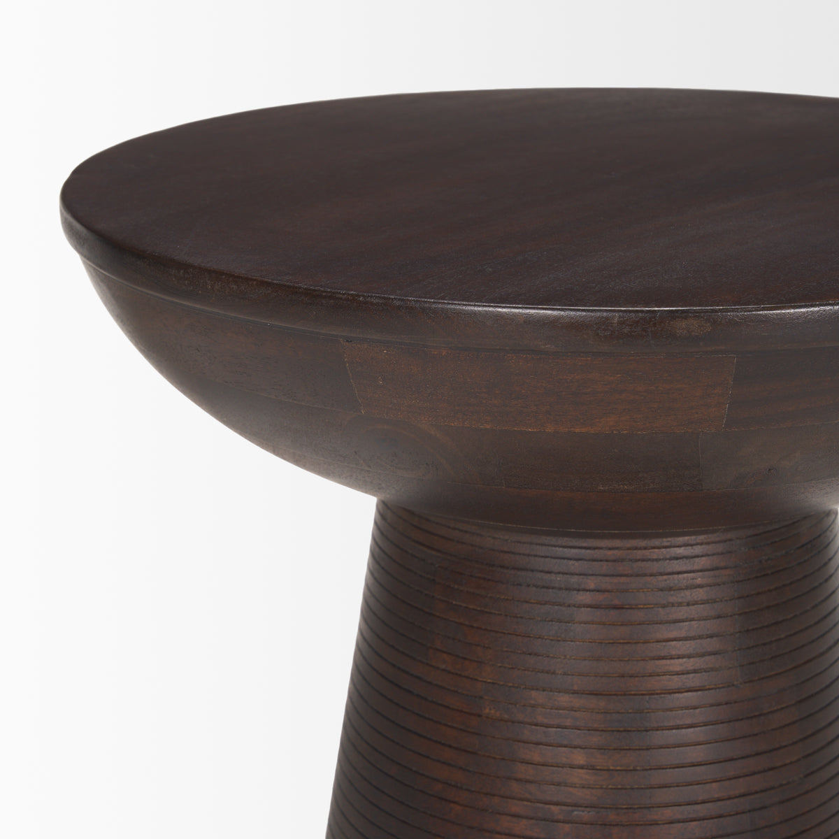 Novell Dark Brown Wood Pedestal Accent Table-Accent Tables-DECOROLALA