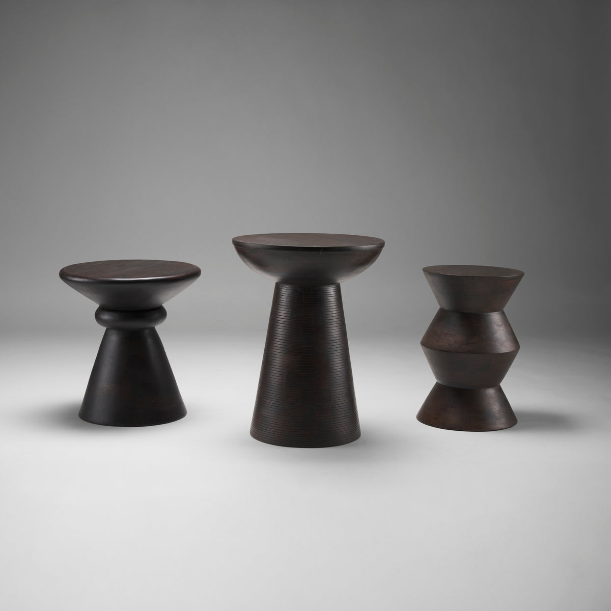 Novell Dark Brown Wood Pedestal Accent Table-Accent Tables-DECOROLALA