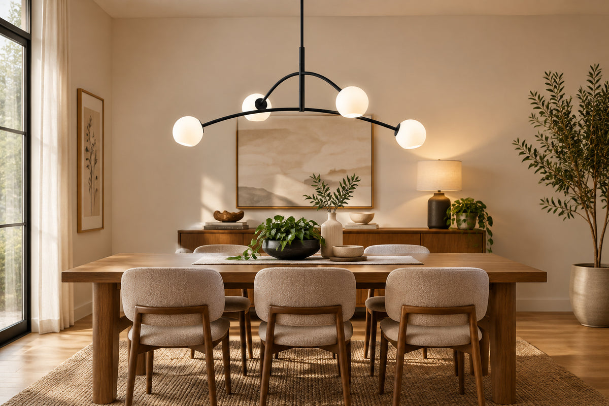 Nube 54" Wide 4-Light Chandelier, Matte Black-Ceiling Fixture-DECOROLALA
