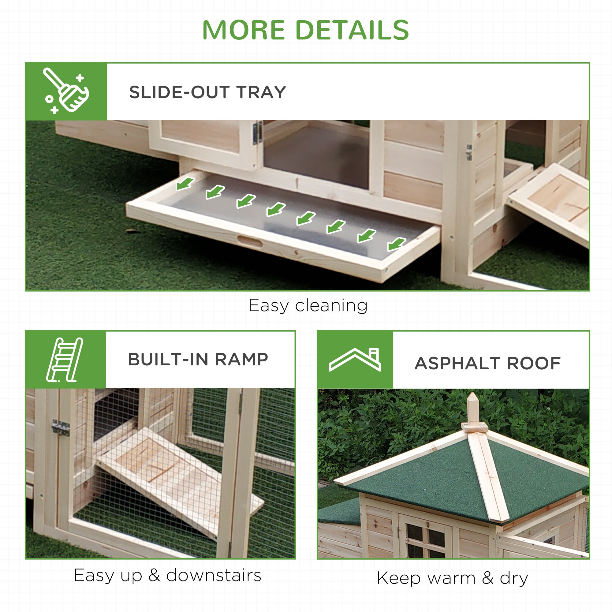 77" Chicken Coop Hen House Rabbit Hutch Poultry Cage Pen Outdoor Backyard with Nesting Box Run Natural