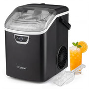 Nugget Ice Maker Countertop with Audible Ice Full Alarm-Black-Ice Makers-DECOROLALA