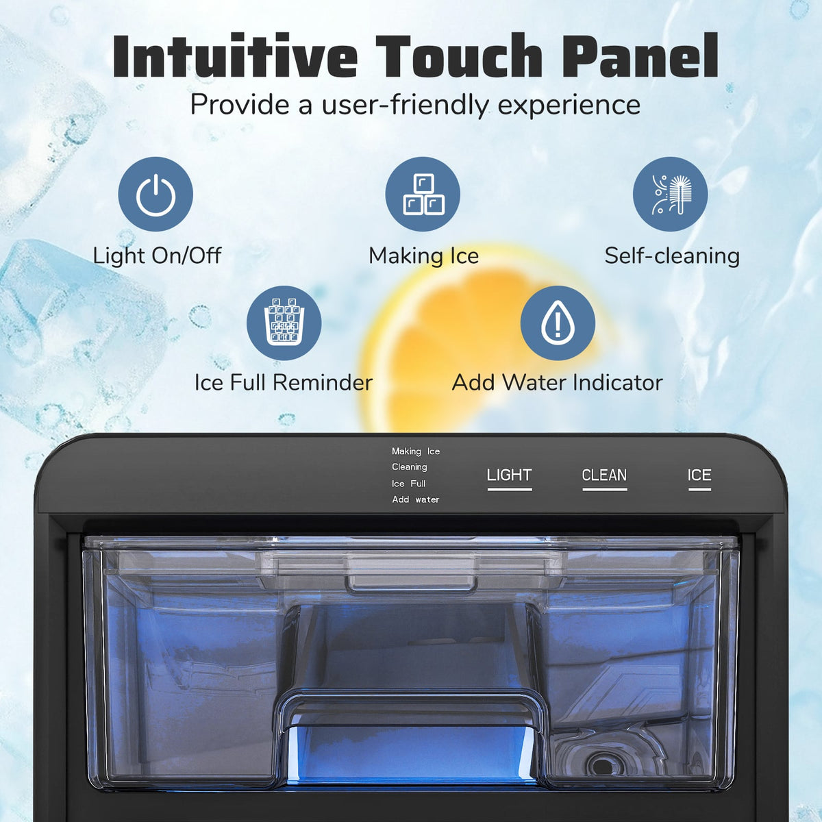 Nugget Ice Maker Countertop with Soft Chewable Pellet-Black-Ice Makers-DECOROLALA