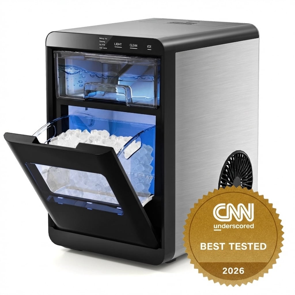 Nugget Ice Maker Countertop with Soft Chewable Pellet-Black-Ice Makers-DECOROLALA