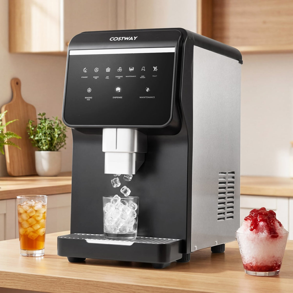 Nugget Ice Maker with Self Dispensing 80 LBS Per Day Chewable Pellet Ice Machine-Ice Makers-DECOROLALA
