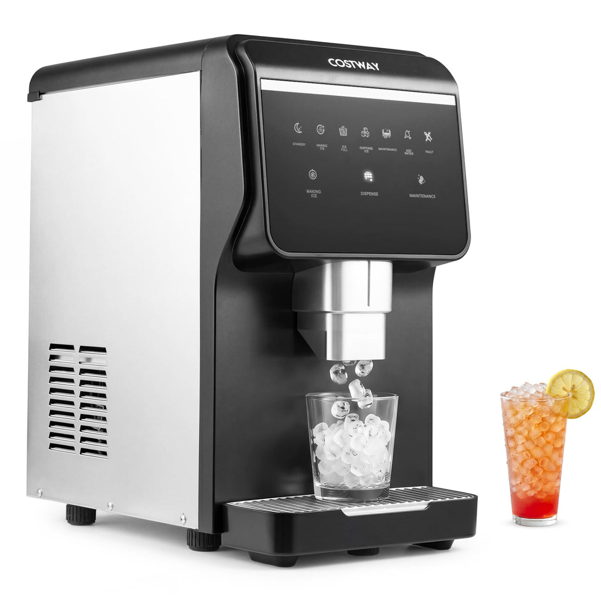 Nugget Ice Maker with Self Dispensing 80 LBS Per Day Chewable Pellet Ice Machine-Ice Makers-DECOROLALA