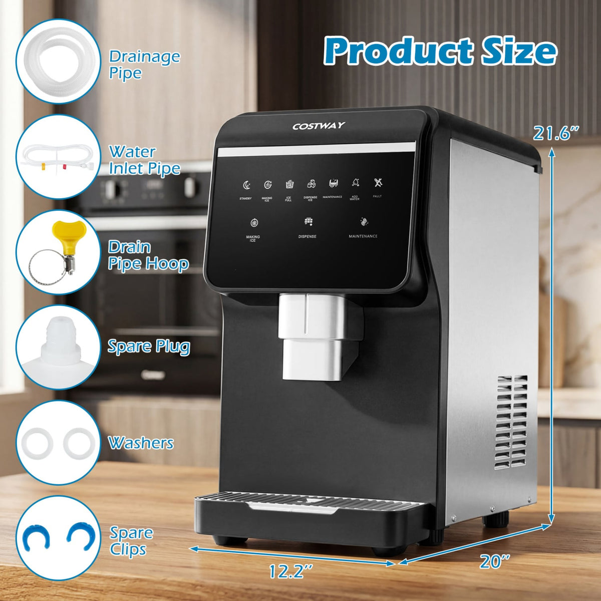 Nugget Ice Maker with Self Dispensing 80 LBS Per Day Chewable Pellet Ice Machine-Ice Makers-DECOROLALA