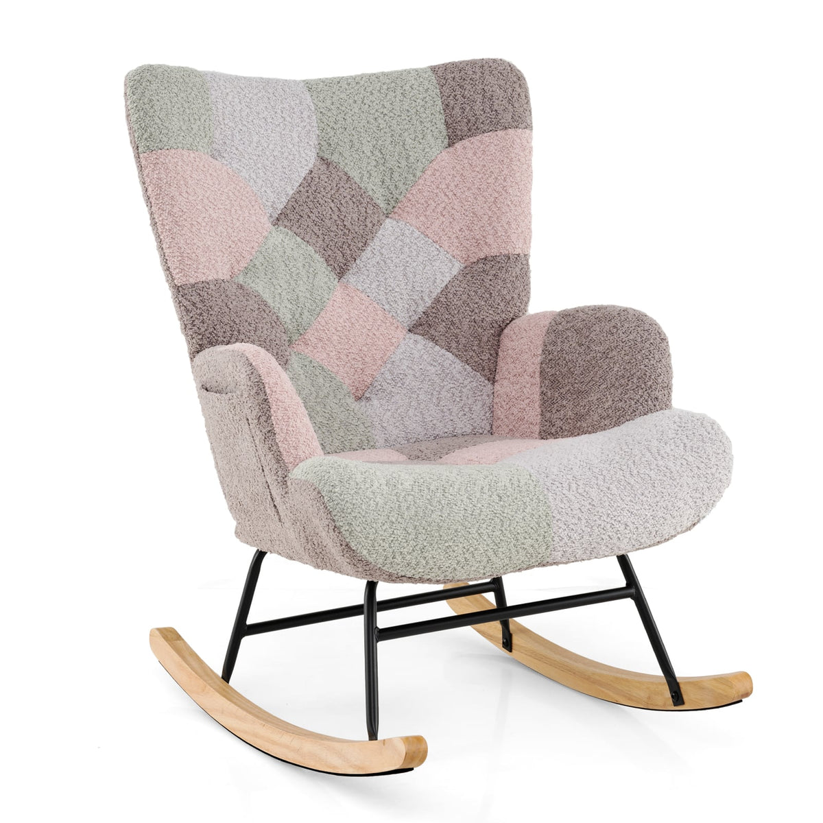 Nursery Rocking Chair with Ergonomic Armrests and High Backrest for Living Room-Accent Chairs-DECOROLALA