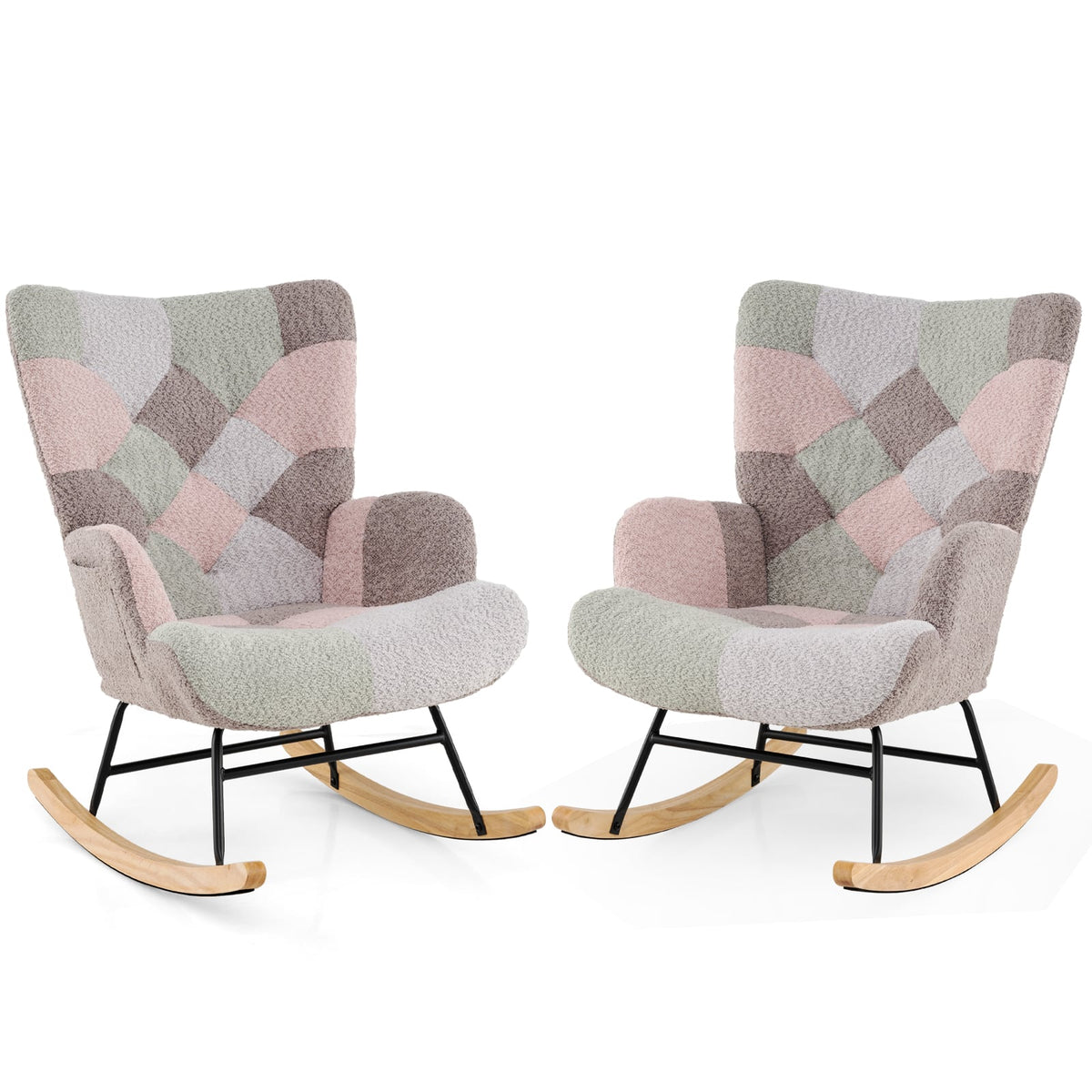 Nursery Rocking Chair with Ergonomic Armrests and High Backrest for Living Room-Accent Chairs-DECOROLALA