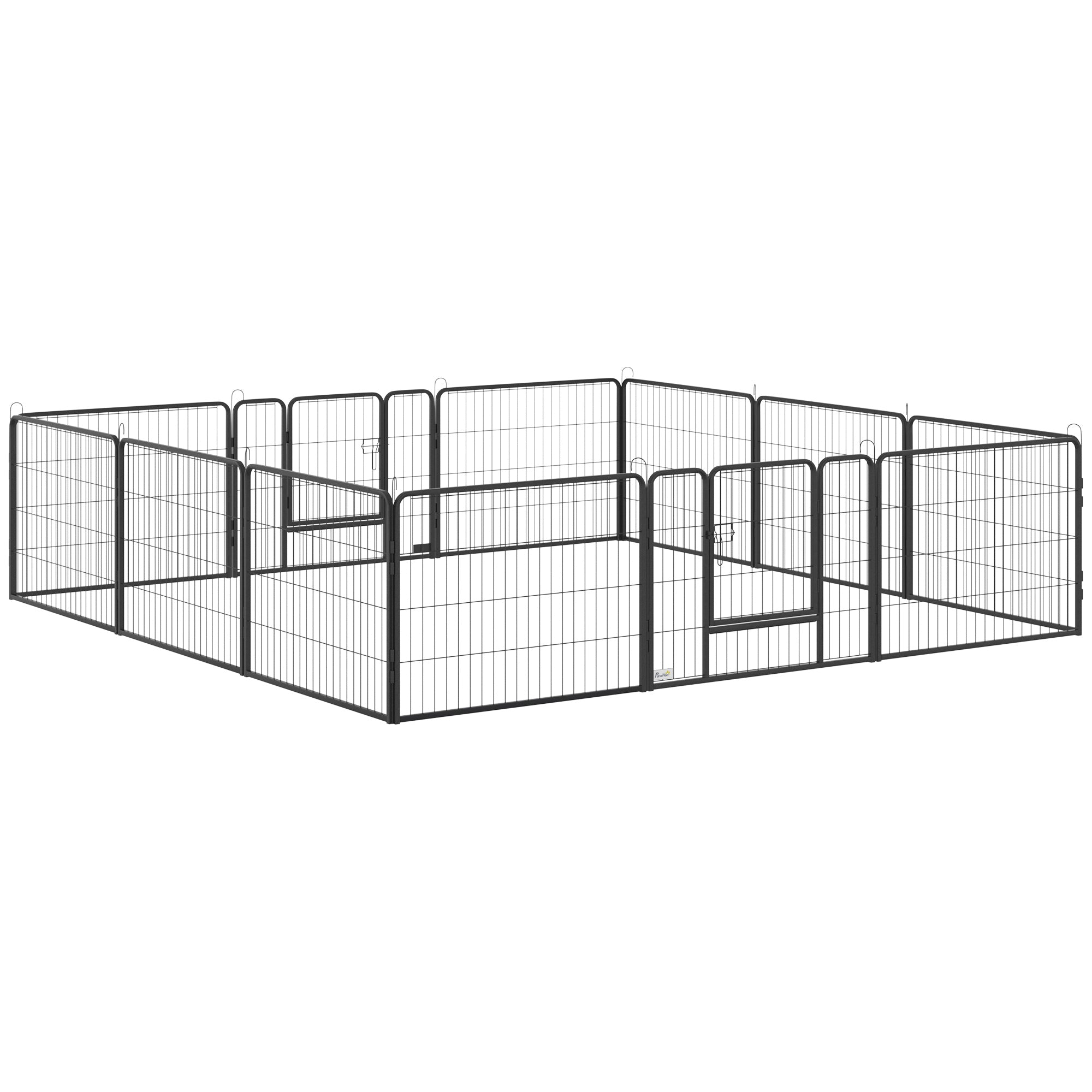 Parc pour chiens, enclos robuste en métal de 31.5"W, clôture d’exercice pour animaux d’intérieur et d’extérieur, conception modulable avec porte pour petits chiens, 12 panneaux, 23.5"H