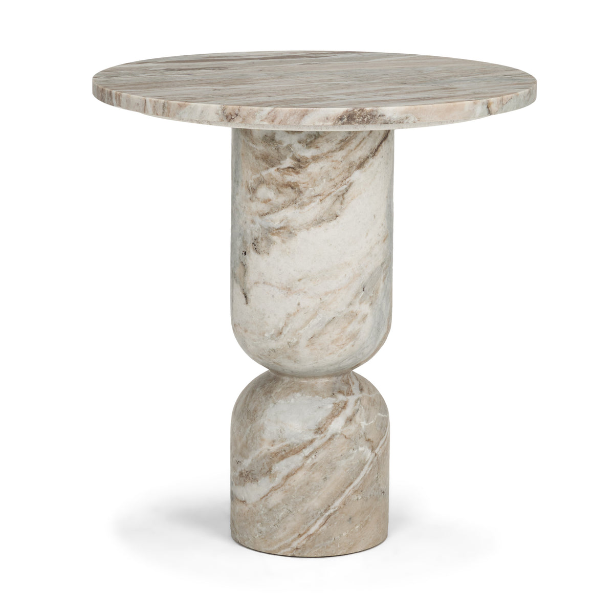 Nylah Solid Pink Marble Round Accent Table-Accent Tables-DECOROLALA