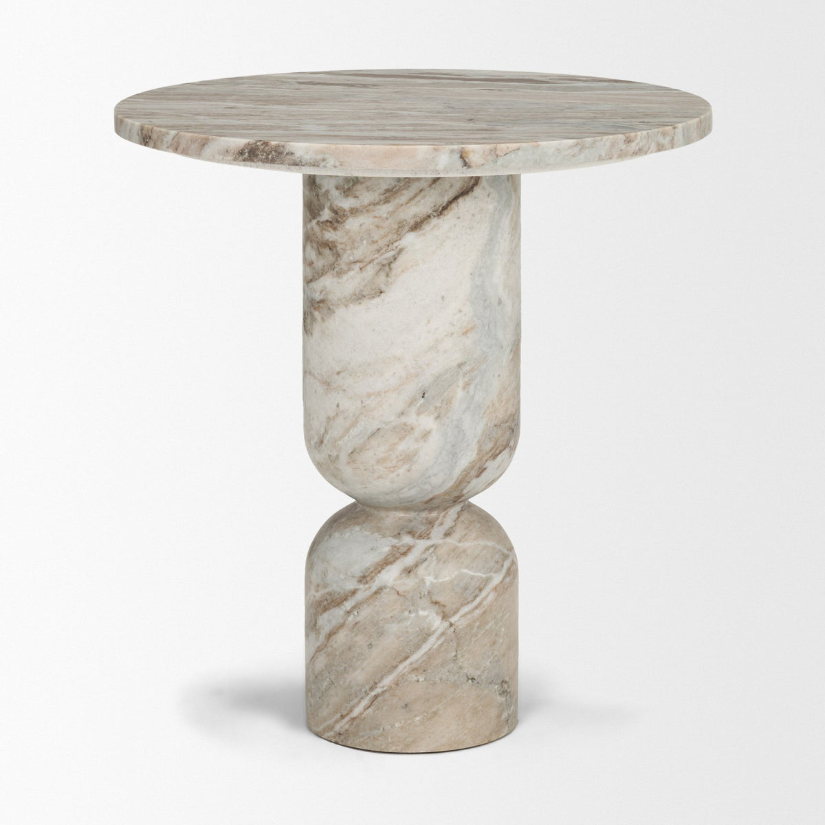 Nylah Solid Pink Marble Round Accent Table-Accent Tables-DECOROLALA