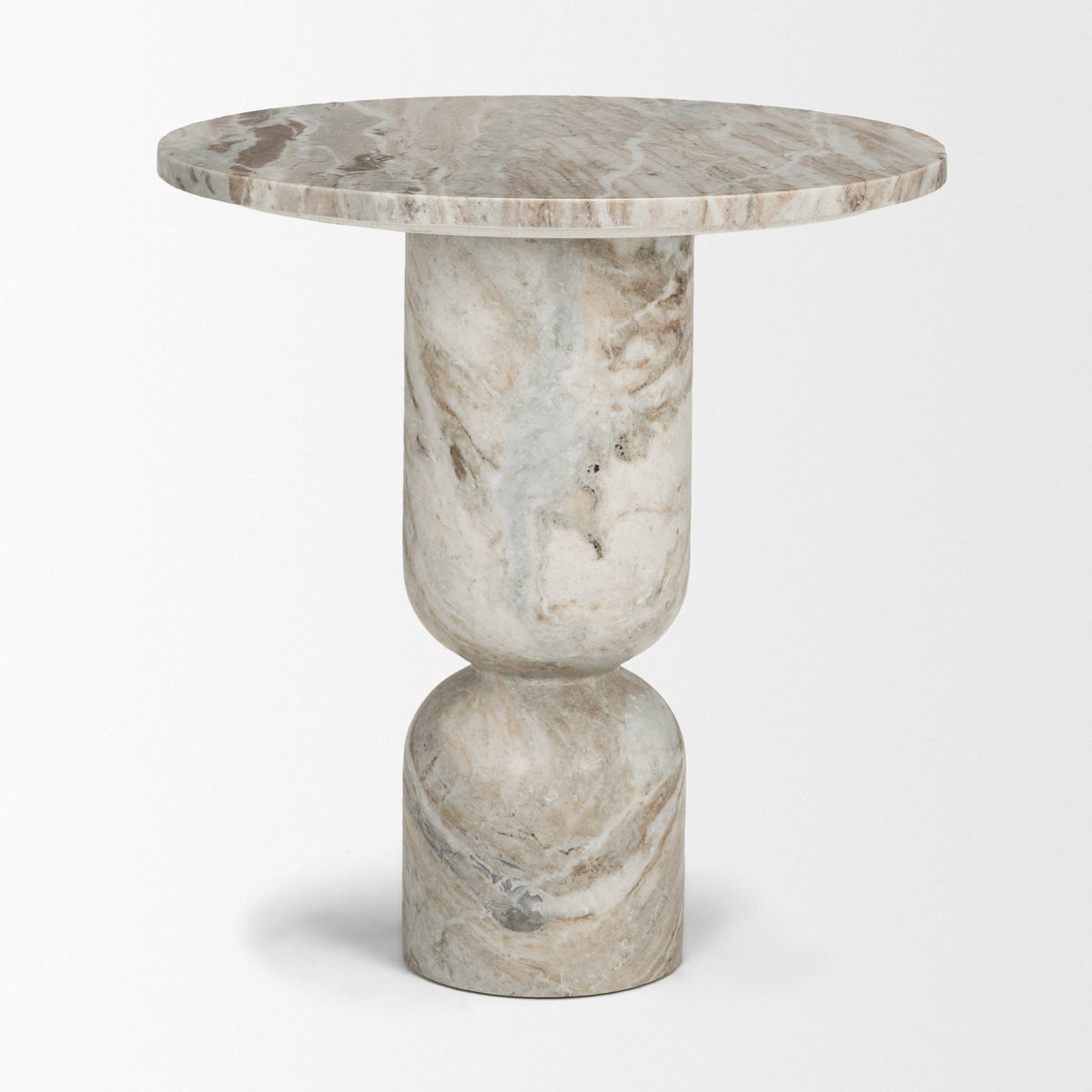 Nylah Solid Pink Marble Round Accent Table-Accent Tables-DECOROLALA
