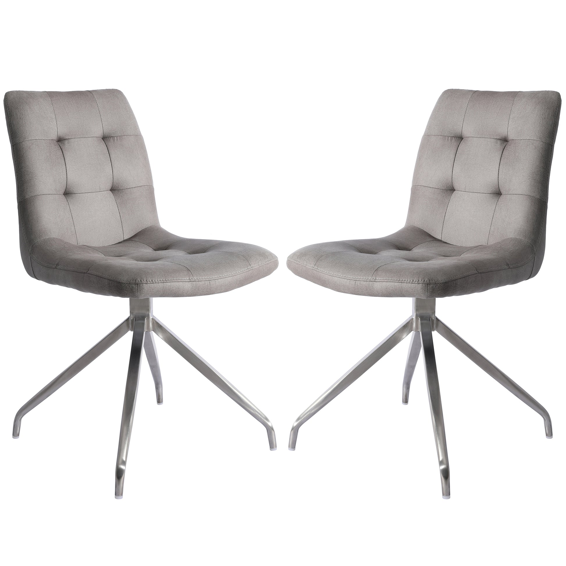 Nyx Grey Tufted Upholstered Dining Chair (Set of 2)-Dining Room-DECOROLALA