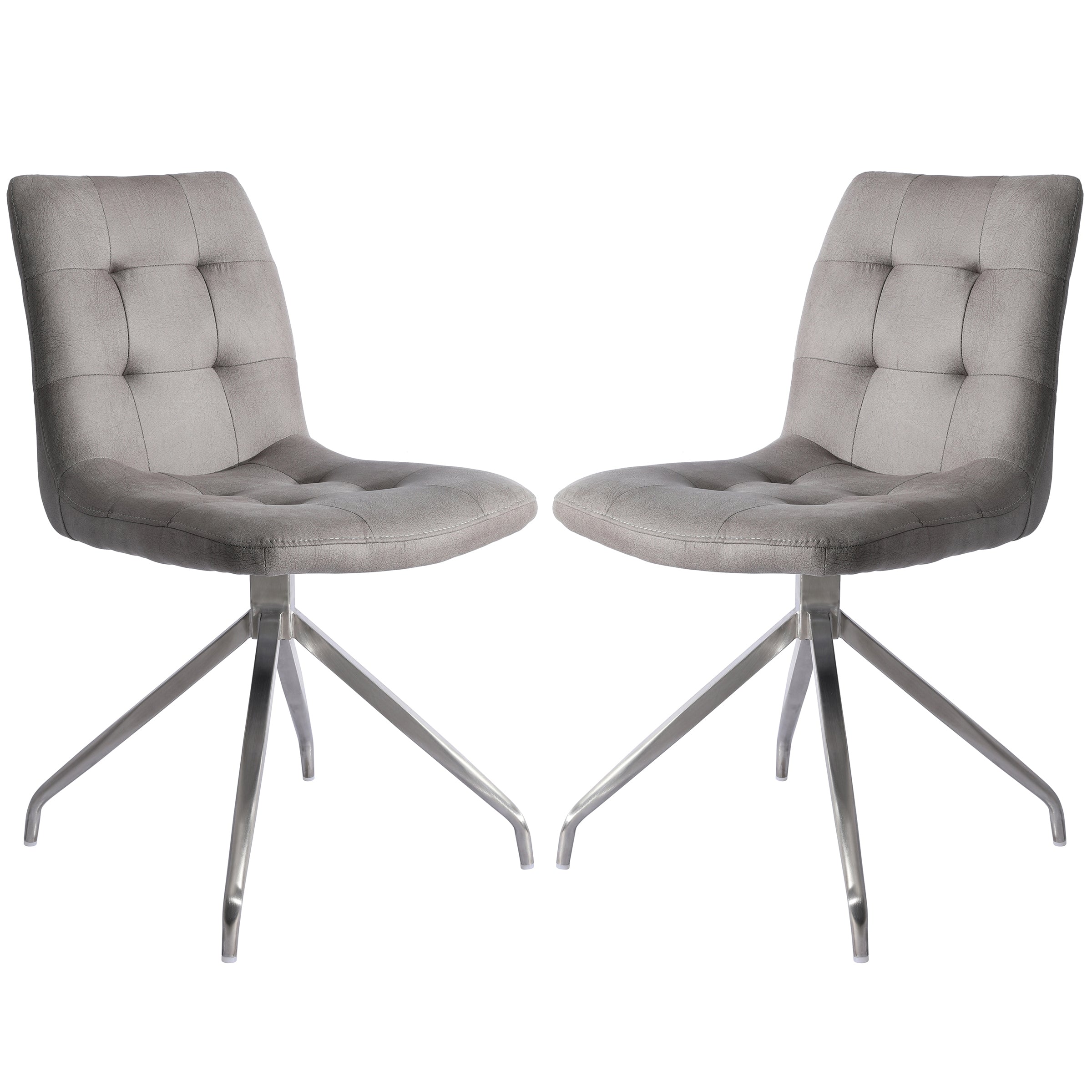 Nyx Grey Tufted Upholstered Dining Chair (Set of 2)-Dining Room-DECOROLALA