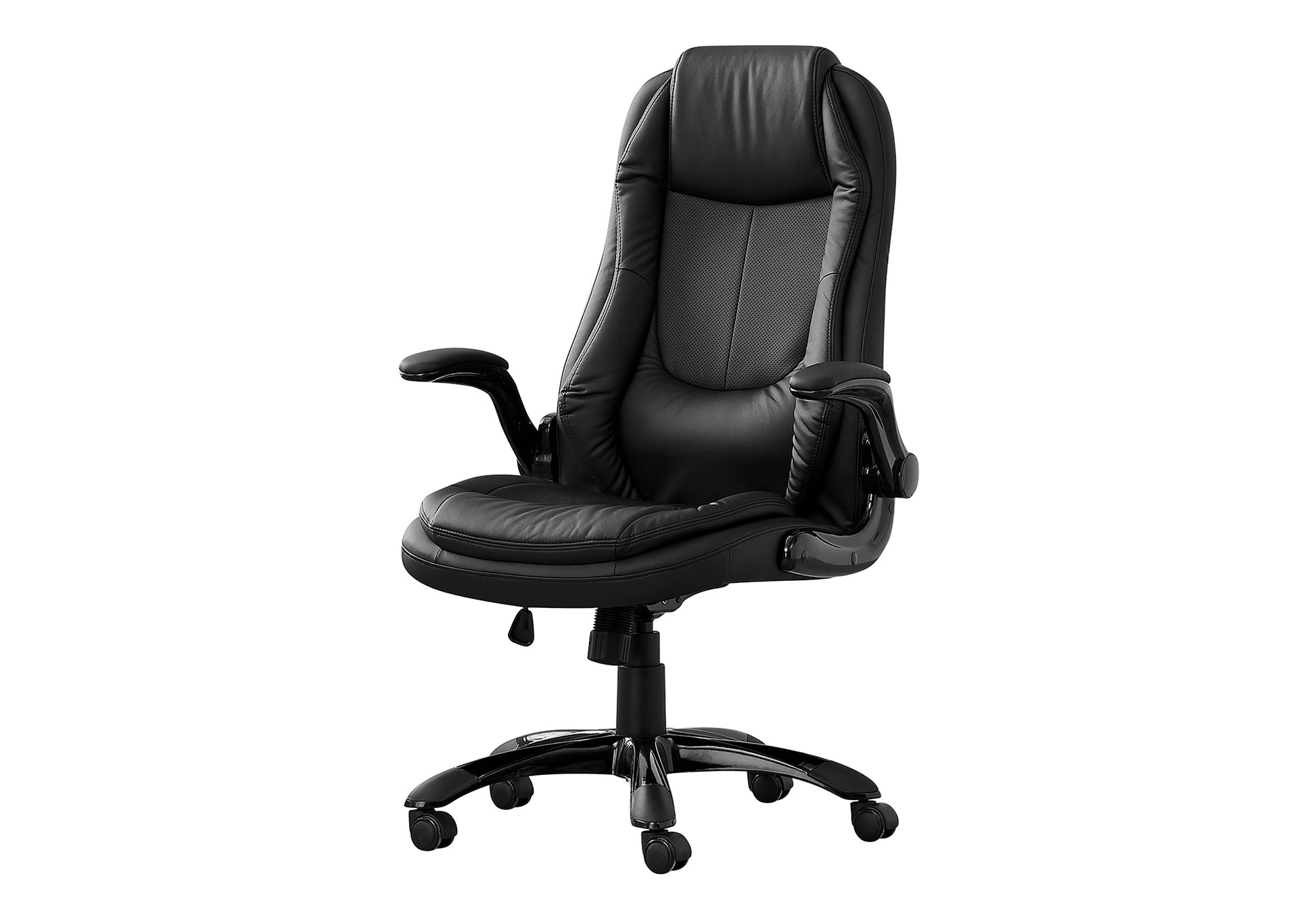 OFFICE CHAIR - BLACK LEATHER-LOOK / HIGH BACK EXECUTIVE-Computer Desk-DECOROLALA