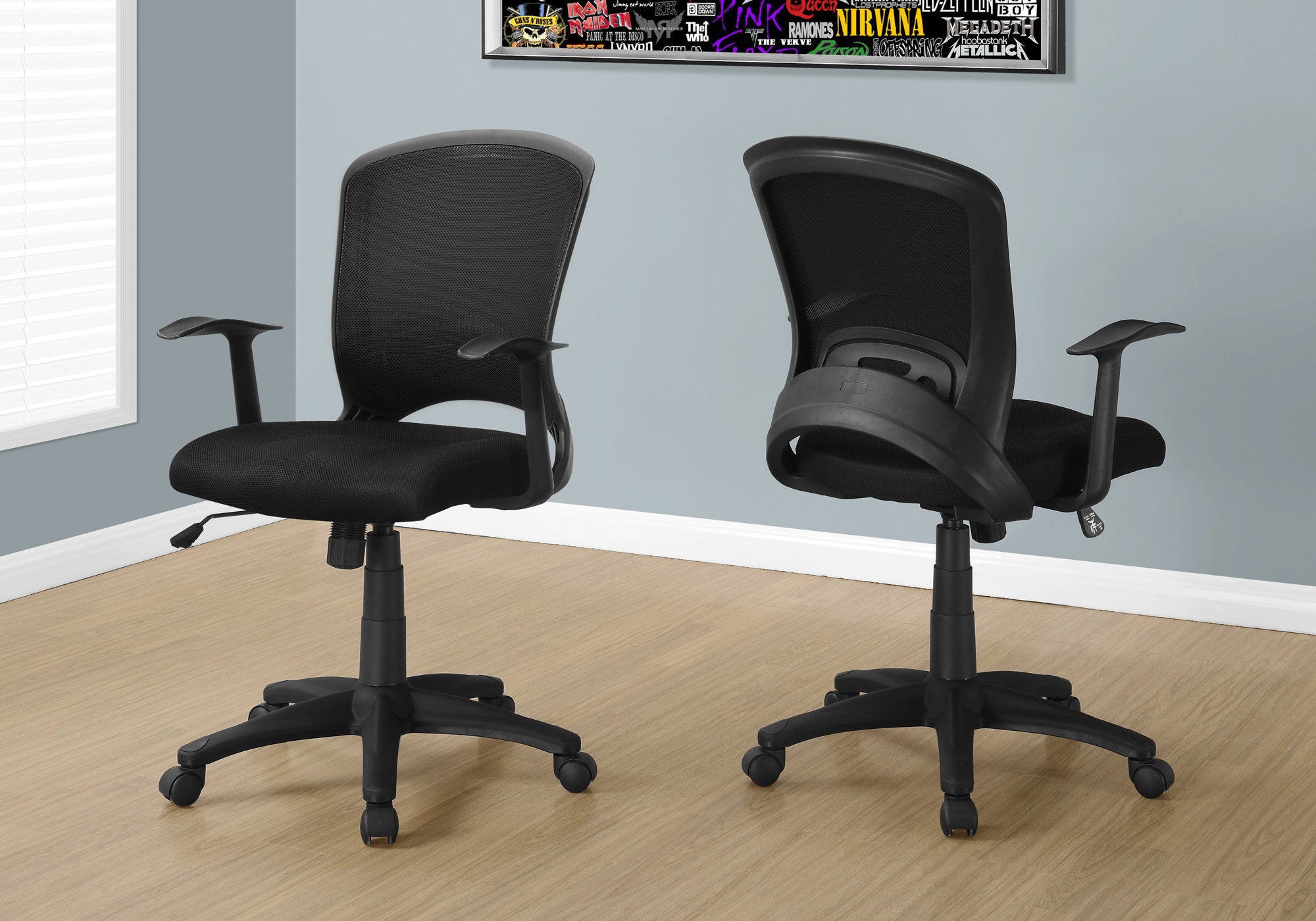 OFFICE CHAIR - BLACK MESH MID-BACK / MULTI-POSITION-Computer Desk-DECOROLALA