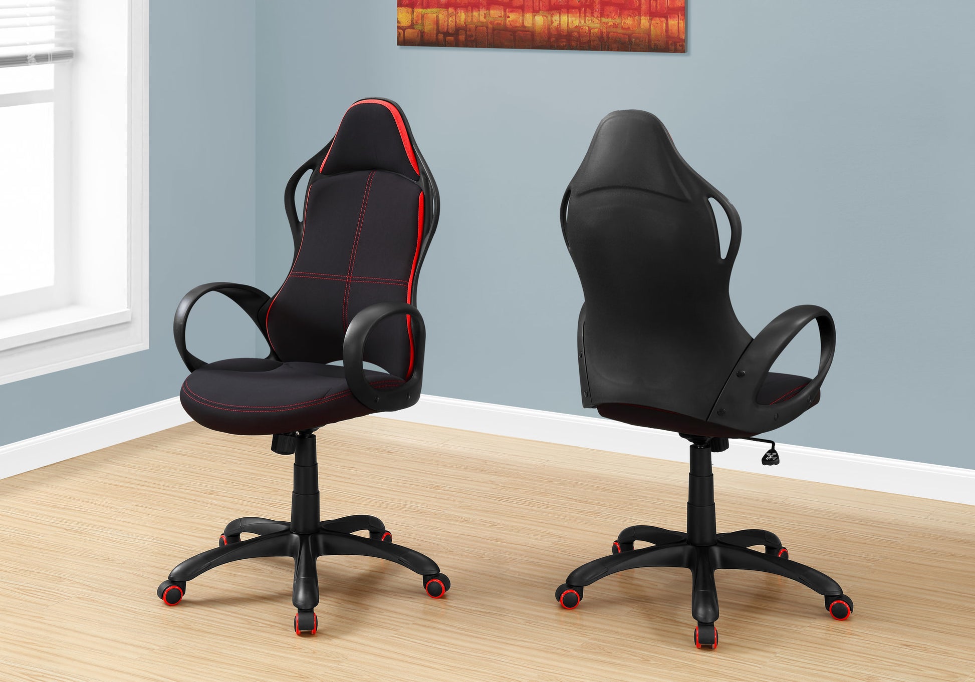 OFFICE CHAIR - BLACK / RED FABRIC / MULTI POSITION-Office Chair-DECOROLALA