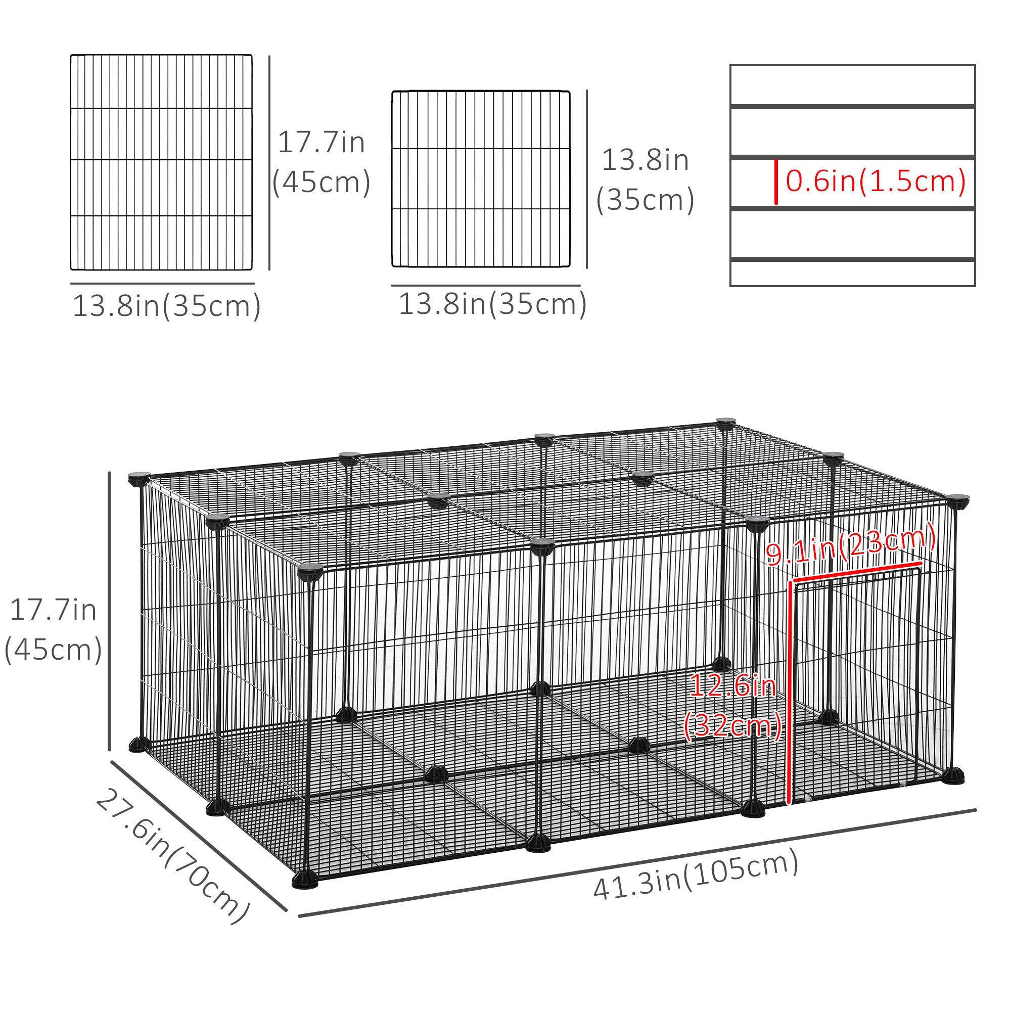 Small Animal Cage for Bunny, Guinea Pig, Chinchilla, Hedgehog, Portable Pet Enclosure with Door, 22 Panels