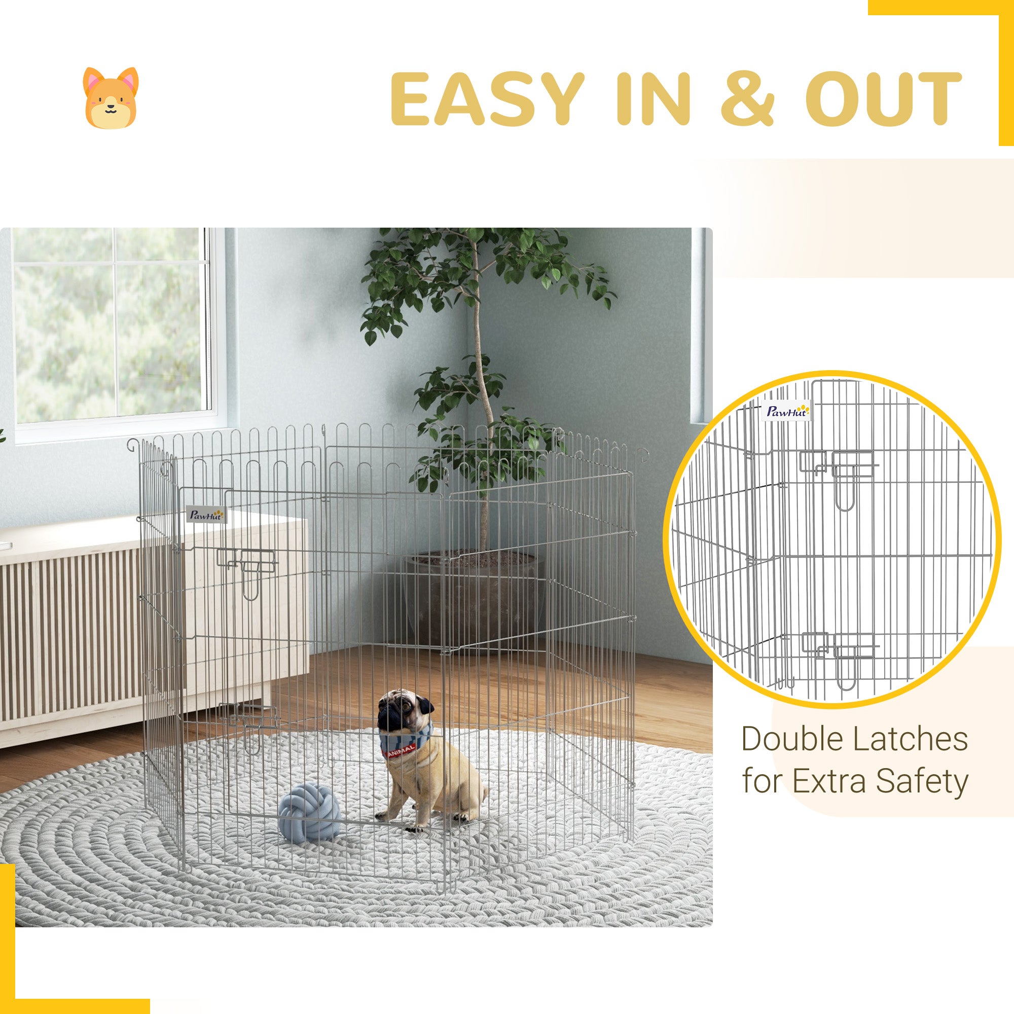 36inch 8-Panel Dog Playpen Octagon Pet Exercise Playpen Crate Foldable Dog Cage Pen Puppy Kennel, Black