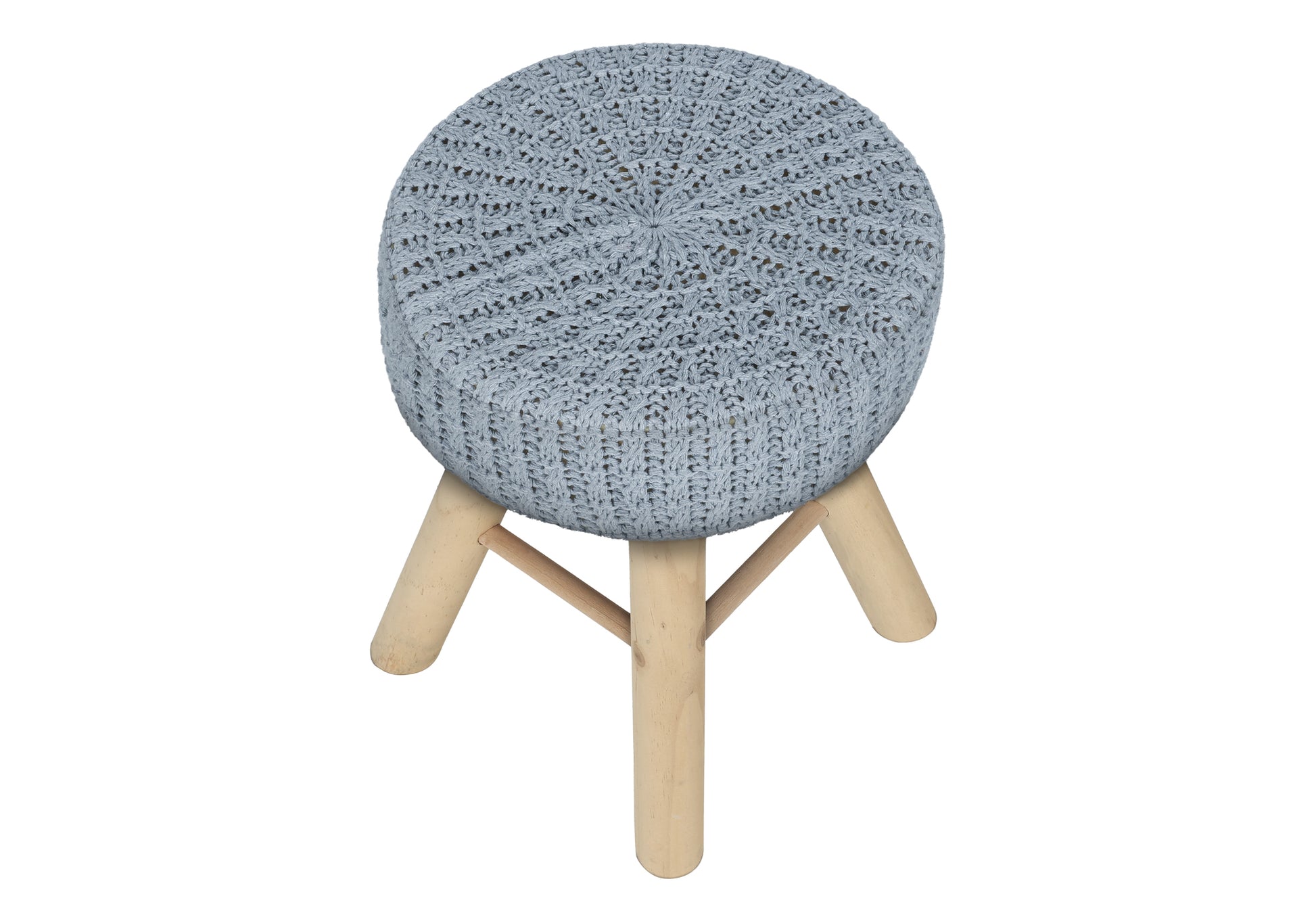 OTTOMAN - GREY KNIT / NATURAL WOOD LEGS-Ottoman-DECOROLALA