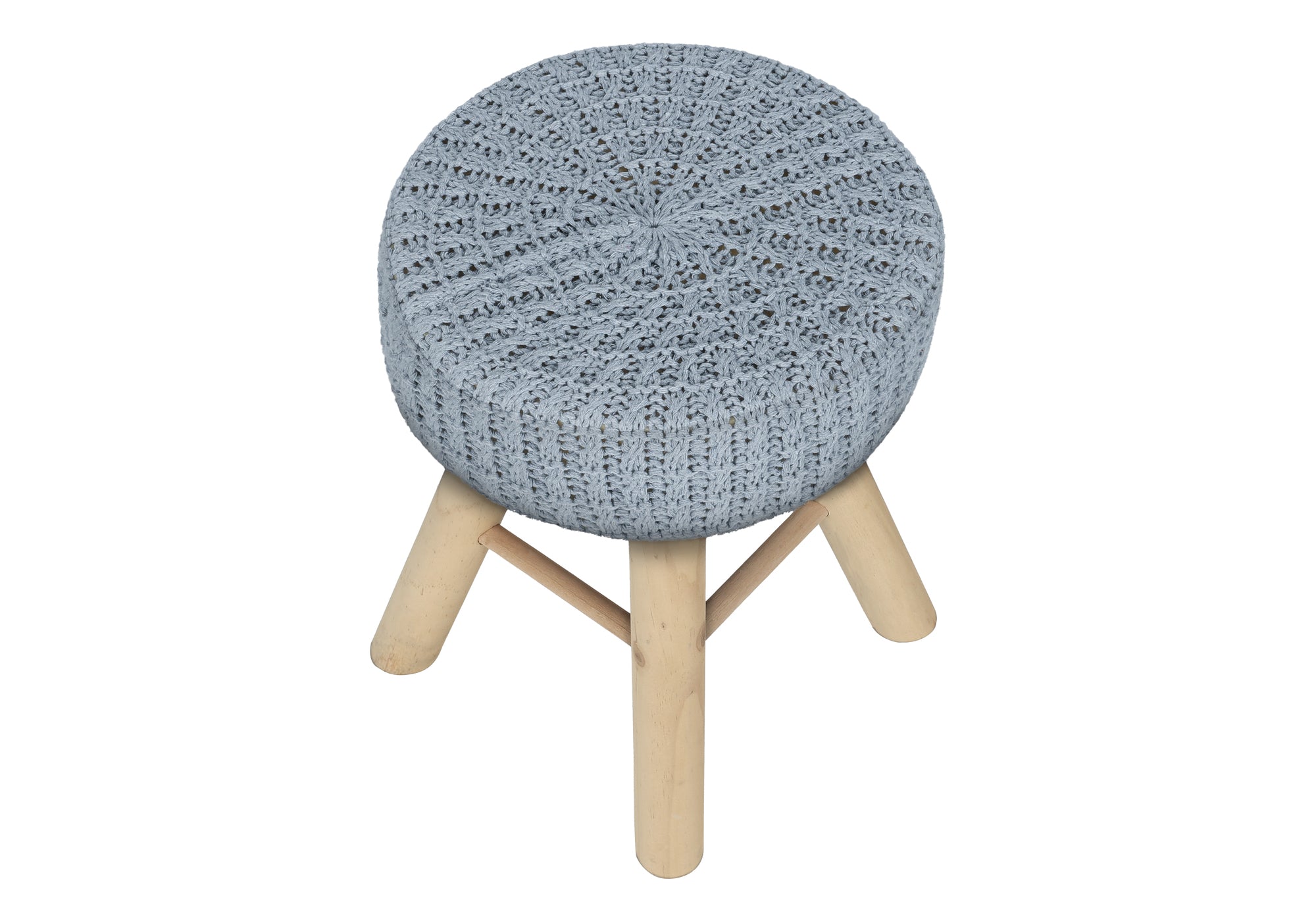 OTTOMAN - GREY KNIT / NATURAL WOOD LEGS-Ottoman-DECOROLALA