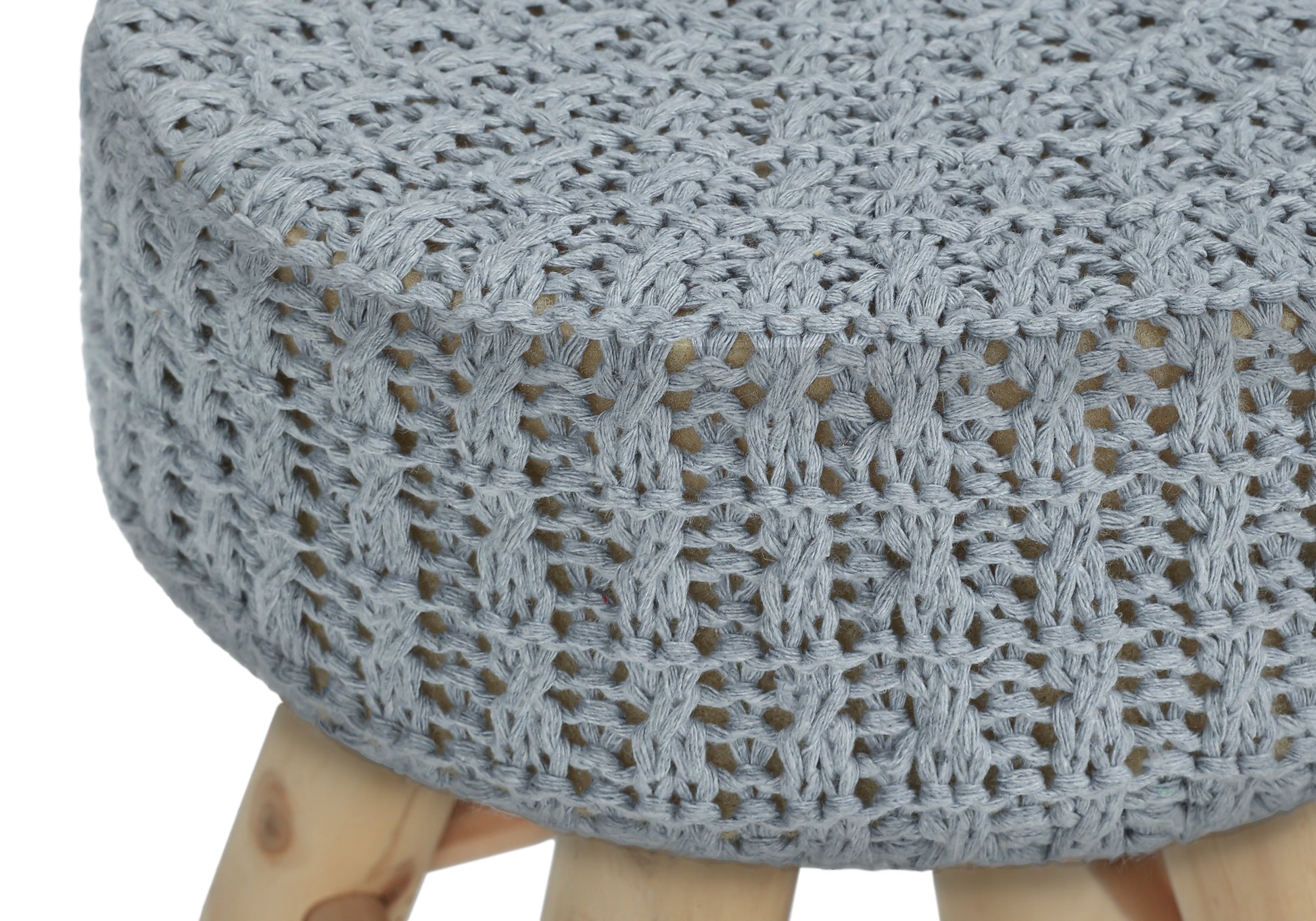 OTTOMAN - GREY KNIT / NATURAL WOOD LEGS-Ottoman-DECOROLALA