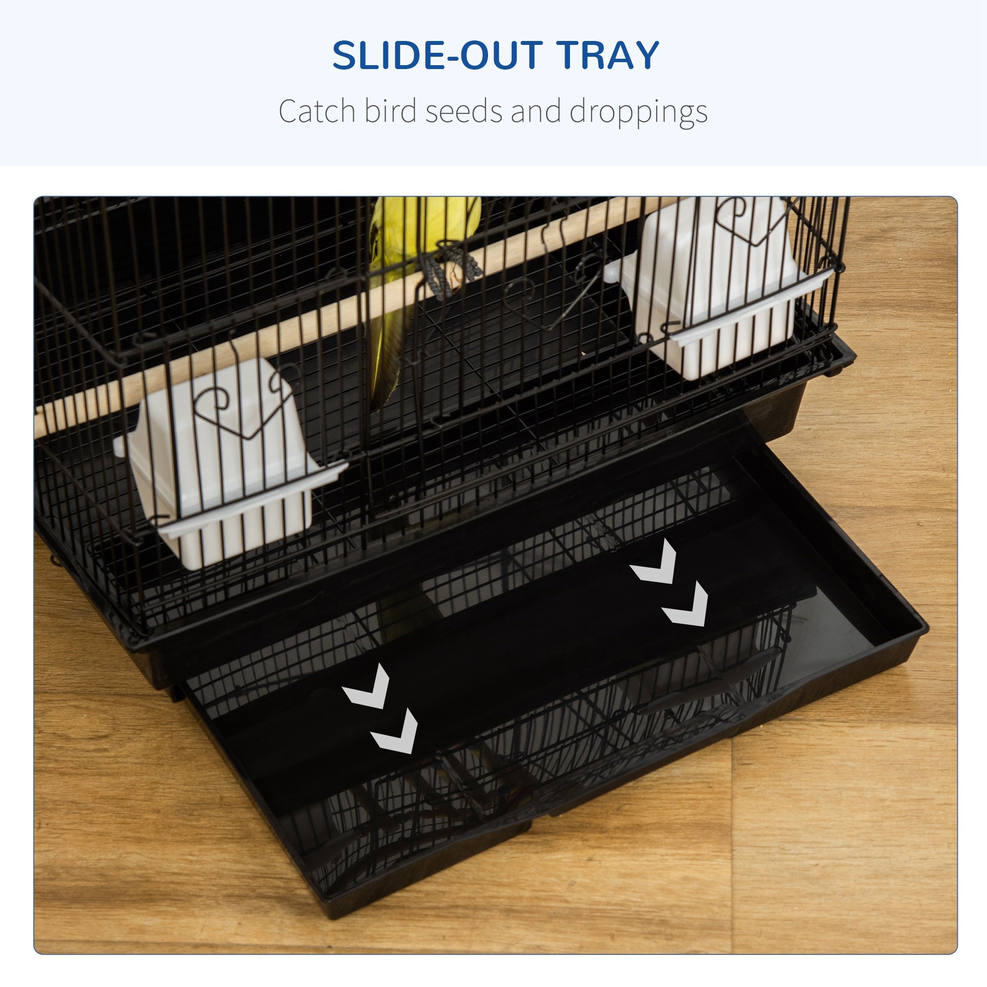 Cage à oiseaux de 39" pour perruches, calopsittes, conures et petits oiseaux, avec échelle, balançoire, jouets, perchoirs, plateau, mangeoires et poignée