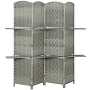 Écran d’intimité de 6 pieds, séparateur de pièce à 4 panneaux avec étagères pour salon, chambre ou bureau à domicile, gris