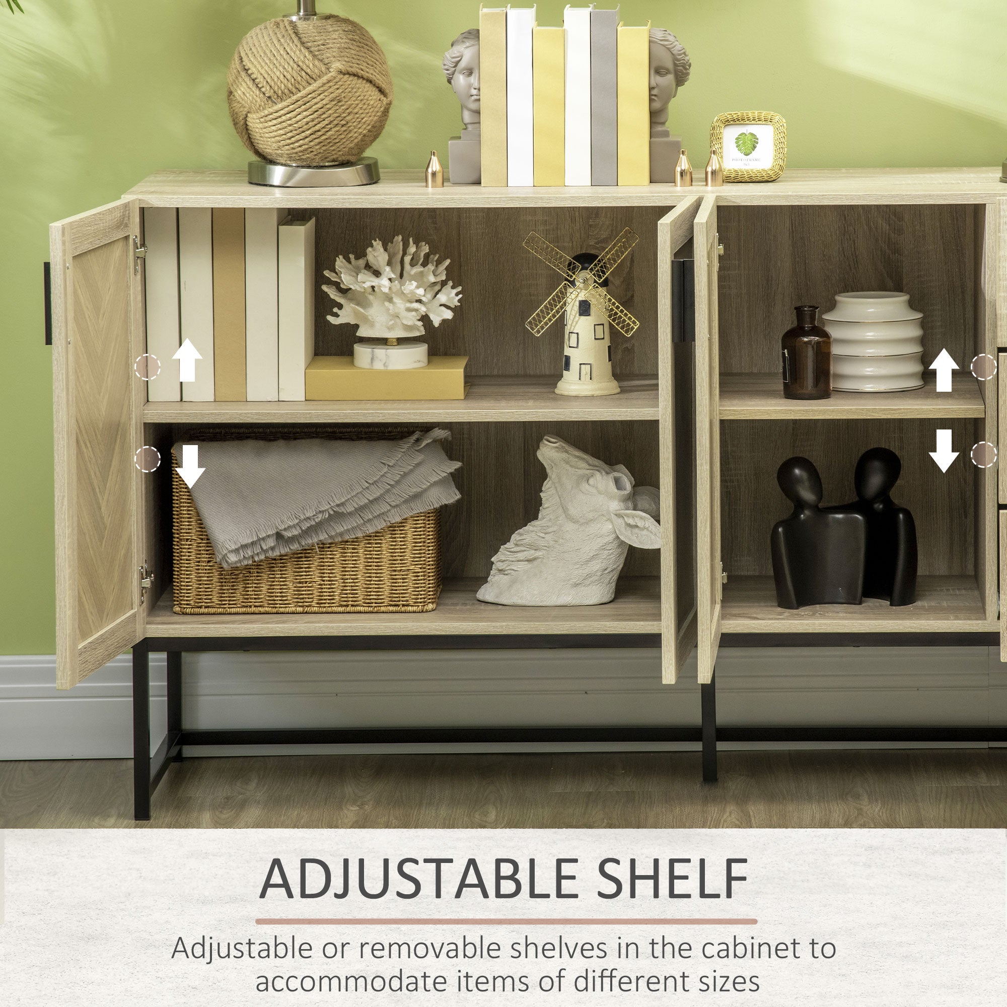 Oak Buffet Cabinet with Drawers & Shelves - 61.4"L (Characters: 64)-DECOROLALA