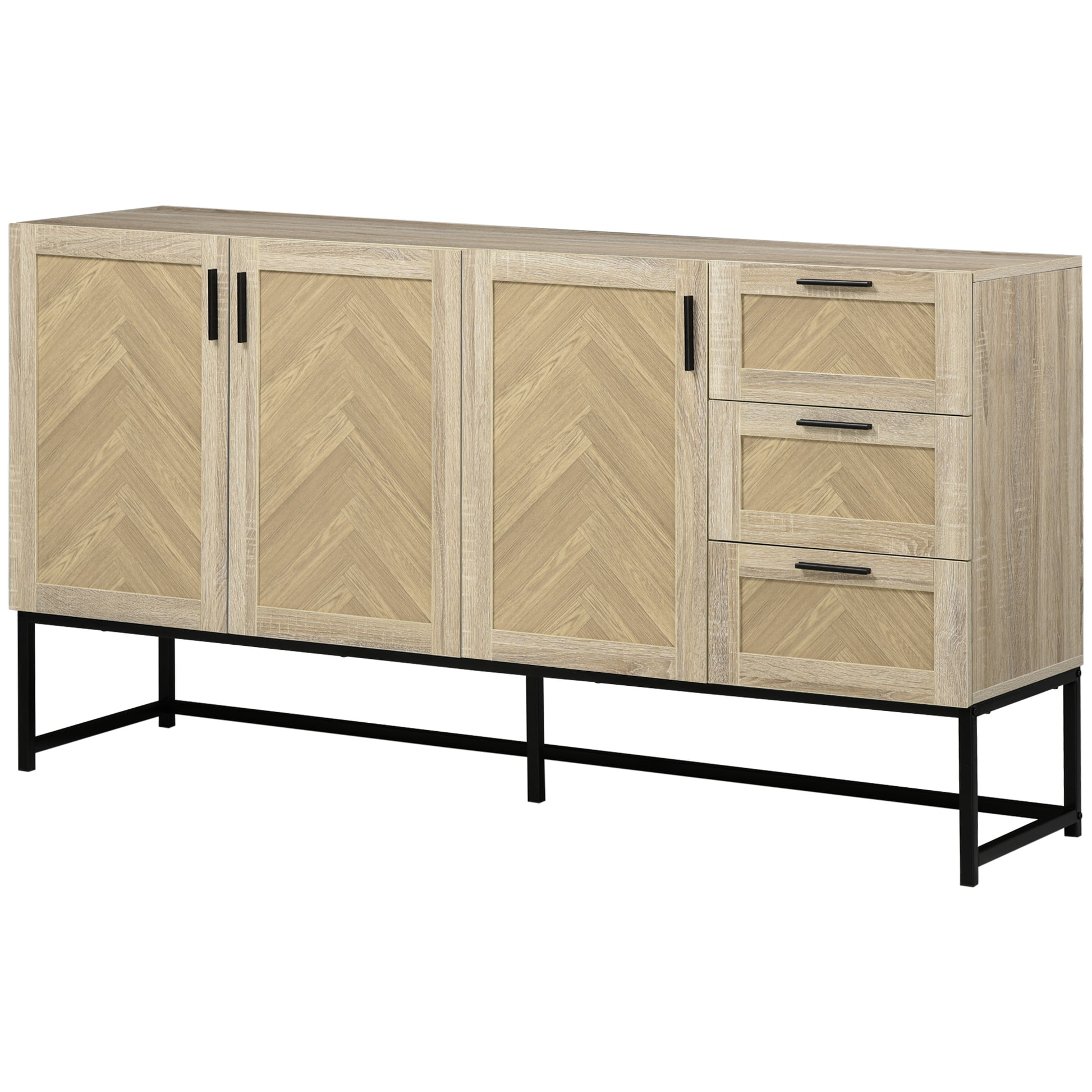 Oak Buffet Cabinet with Drawers & Shelves - 61.4"L (Characters: 64)-DECOROLALA