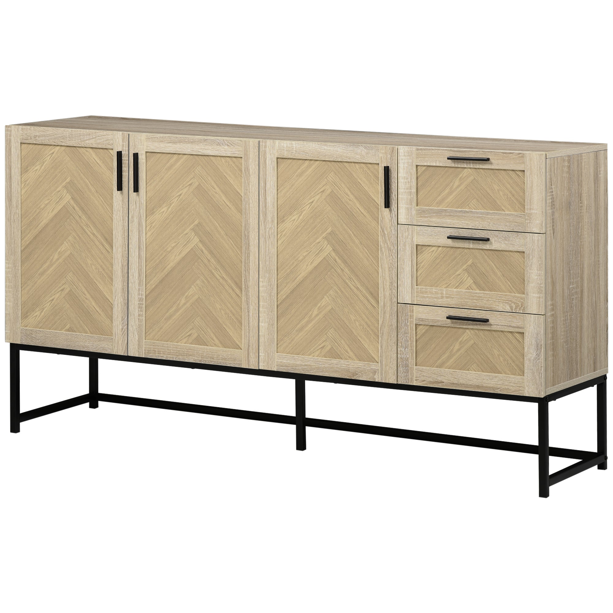Oak Buffet Cabinet with Drawers & Shelves - 61.4"L (Characters: 64)-DECOROLALA