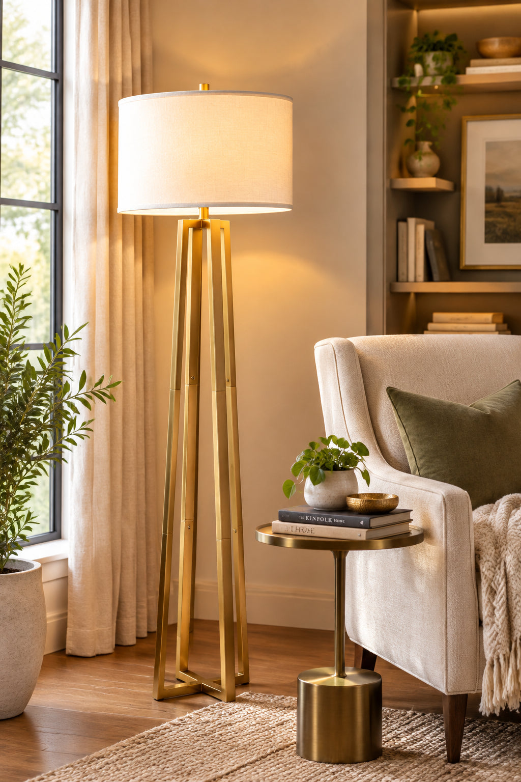 Oakley Floor Lamp - Brass 3-Way 58.5"-Lighting-DECOROLALA