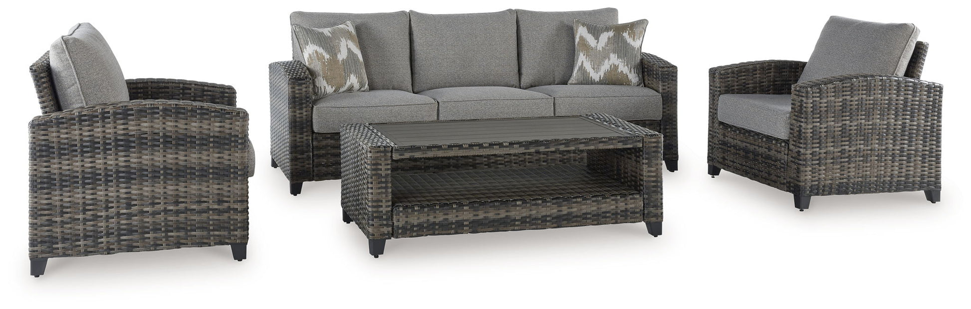 Oasis Court 4-Piece Outdoor Sofa Set - Gray-4 Piece Outdoor Sets-DECOROLALA