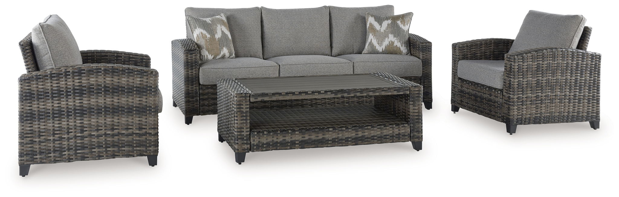 Oasis Court 4-Piece Outdoor Sofa Set - Gray-4 Piece Outdoor Sets-DECOROLALA