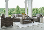 Oasis Court 4-Piece Outdoor Sofa Set - Gray-4 Piece Outdoor Sets-DECOROLALA