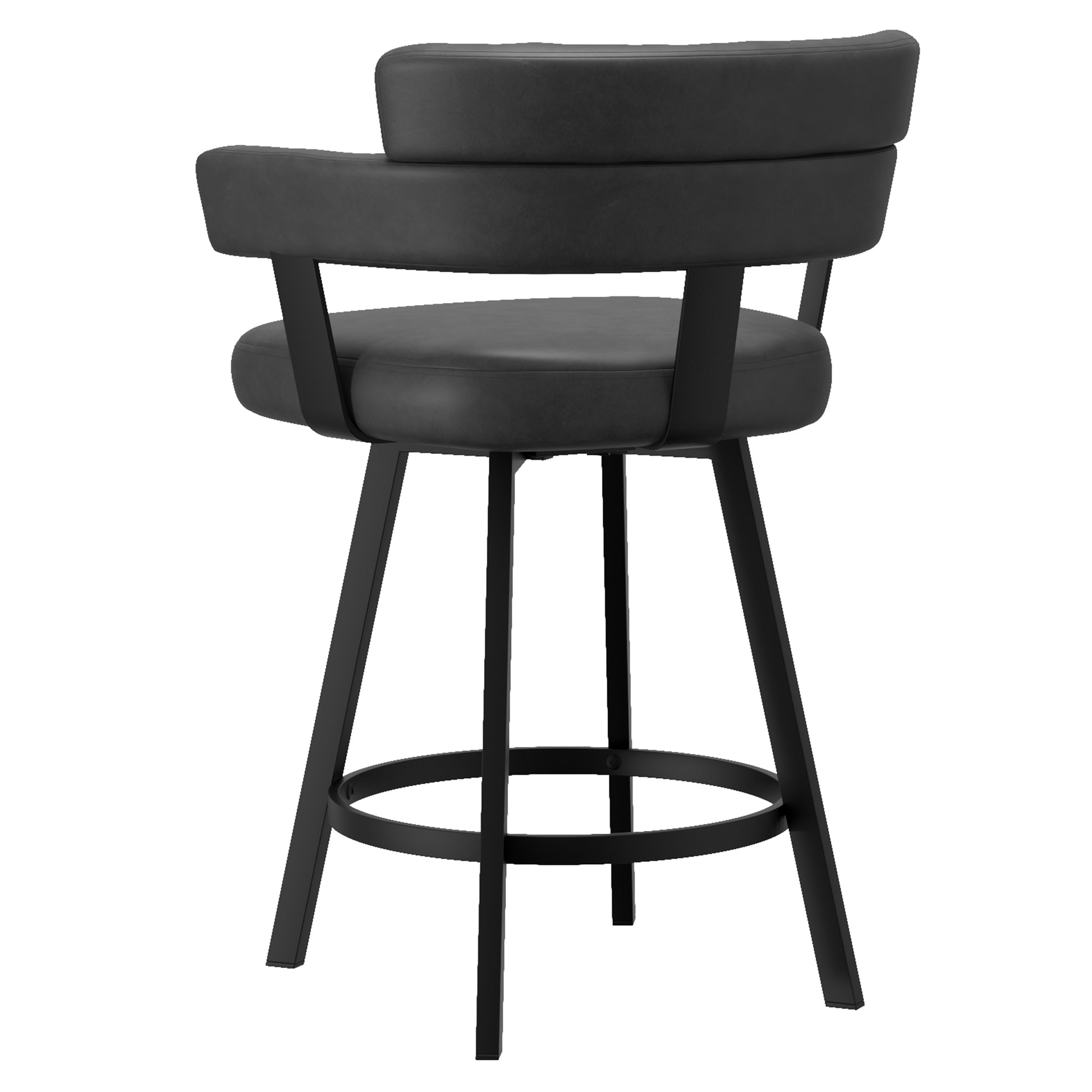 Oberon Counter Stool - Charcoal Vintage Faux Leather Swivel-DECOROLALA