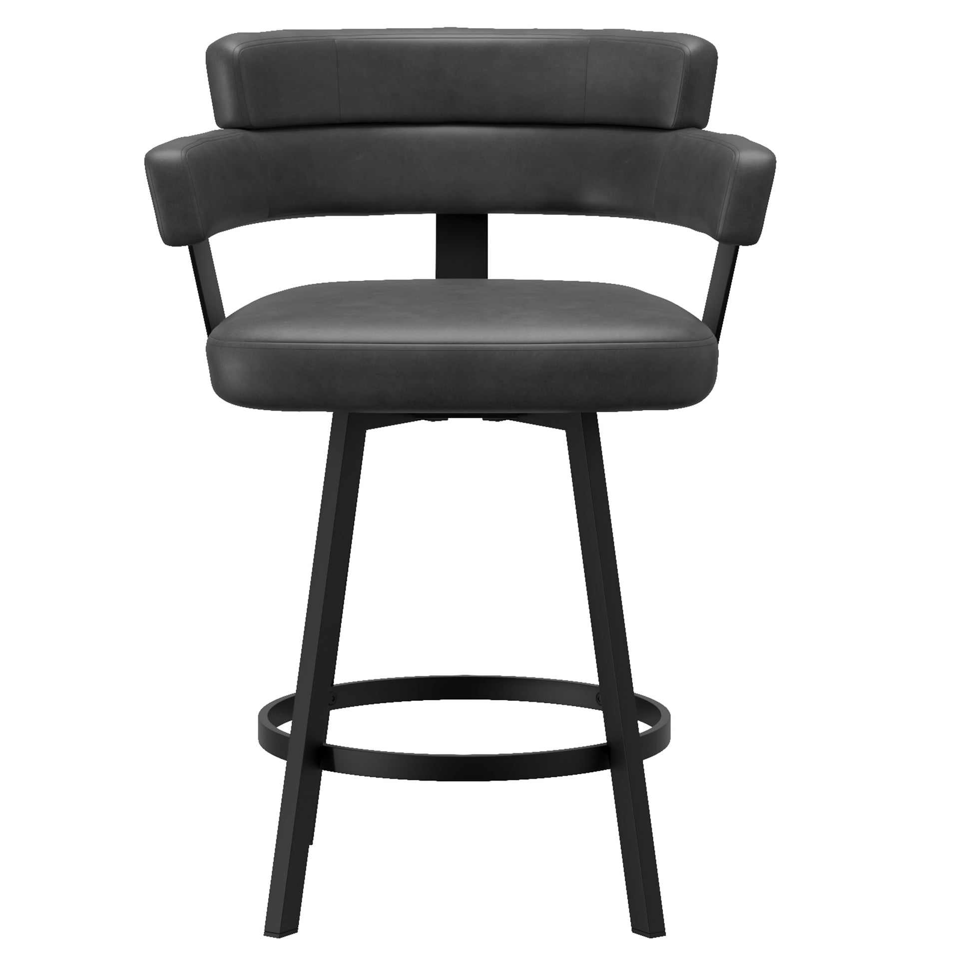 Oberon Counter Stool - Charcoal Vintage Faux Leather Swivel-DECOROLALA
