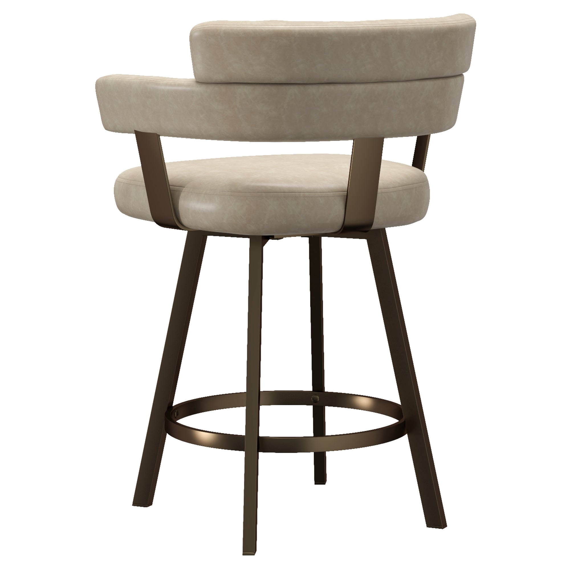 Oberon Counter Stool - Ivory Faux Leather Swivel Seat 26"-DECOROLALA