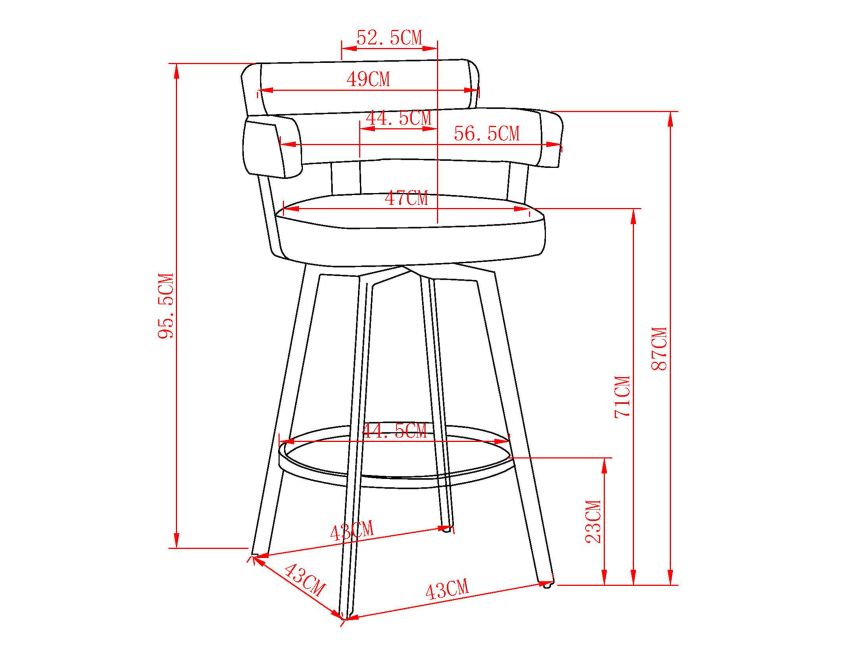 Oberon Counter Stool - Ivory Faux Leather Swivel Seat 26"-DECOROLALA