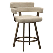 Oberon Counter Stool - Ivory Faux Leather Swivel Seat 26"-DECOROLALA
