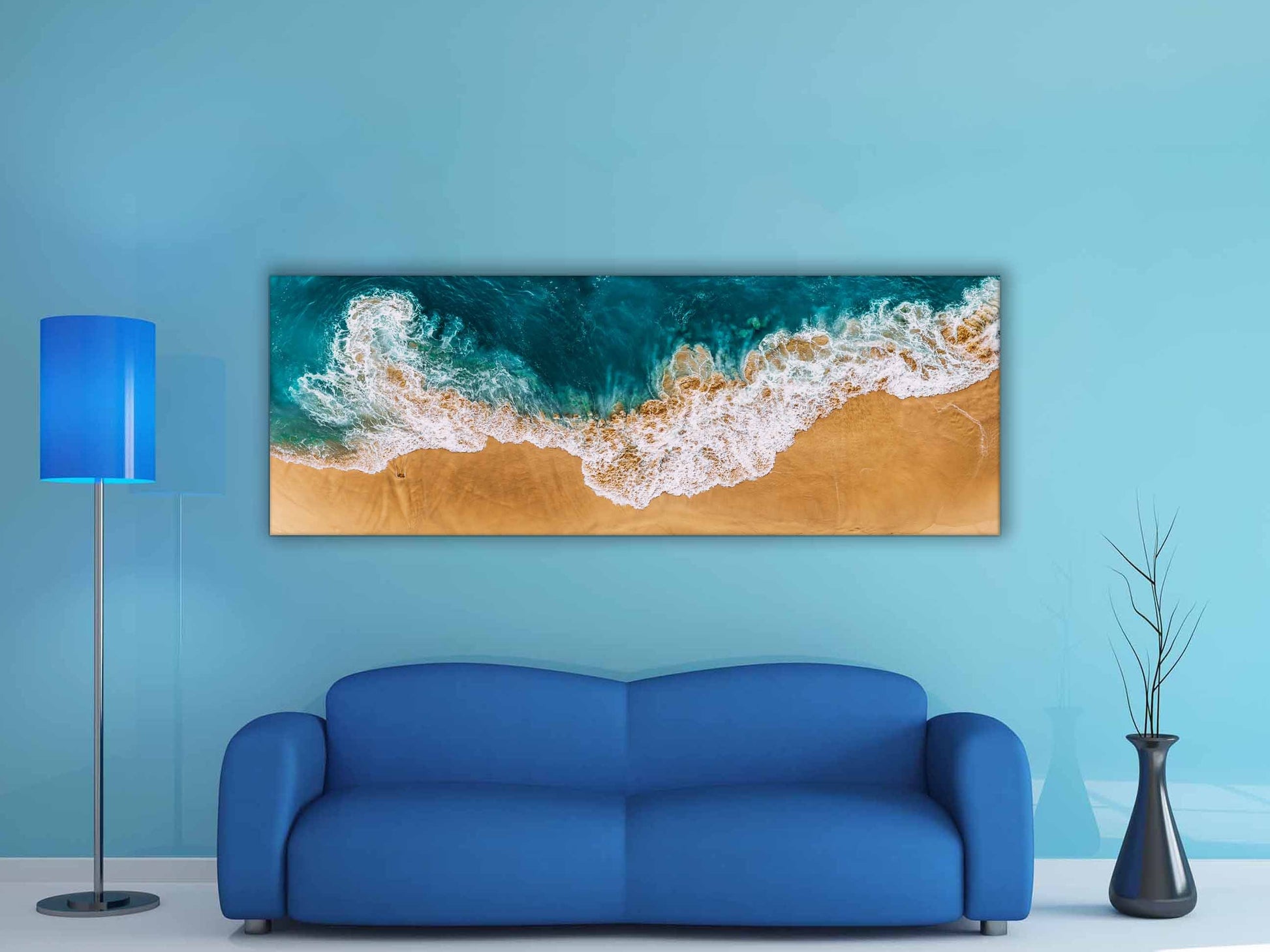 Ocean beach view from above 72X24 Inch Fine Art Canvas-Canvas Print-DECOROLALA