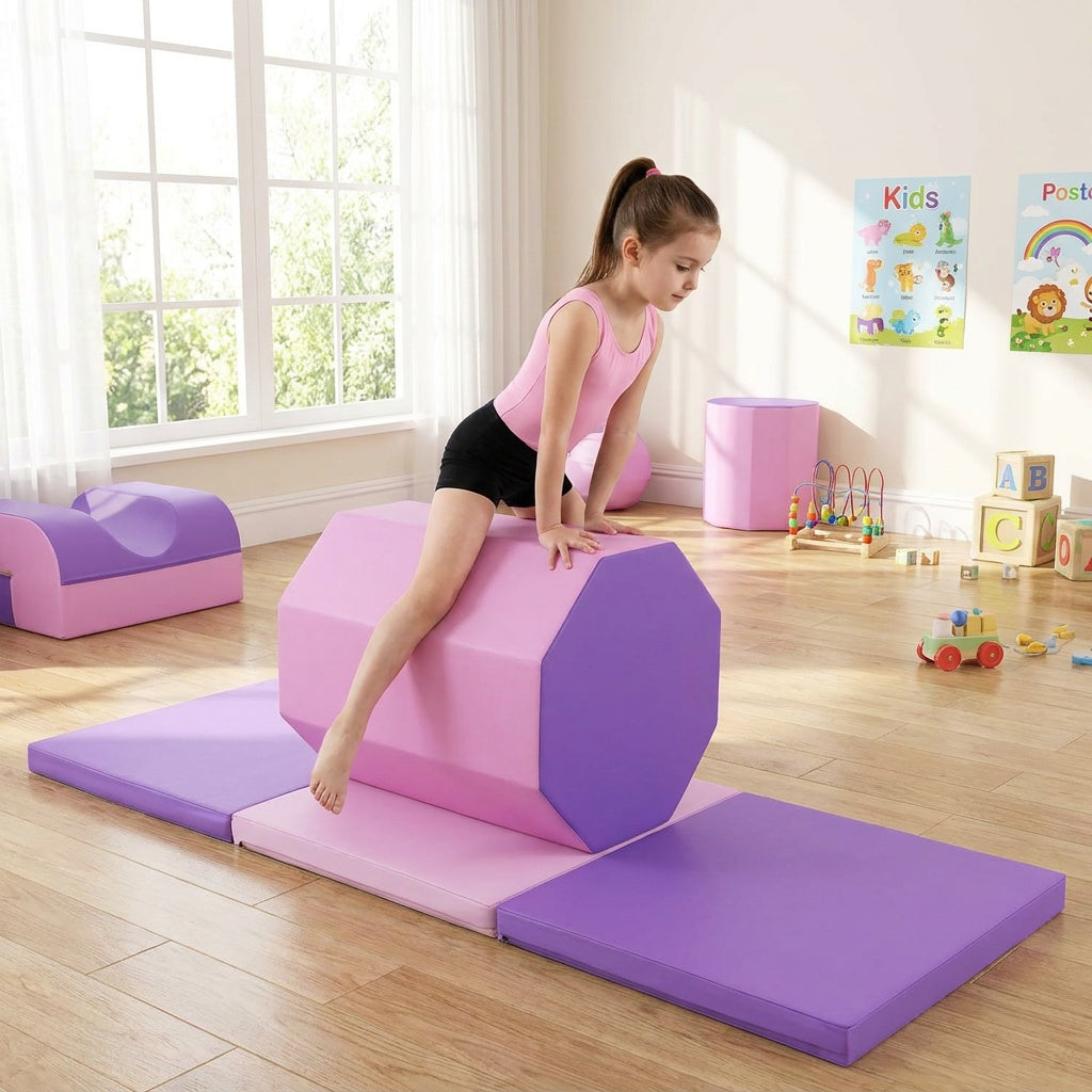 Octagon Tumbling Mat and Tri-Fold Gym Mat Set with Cover-Yoga & Gym Mats-DECOROLALA