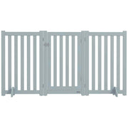 3-Panel Foldable Dog Gate with Feet for Medium Dogs and Below, Grey