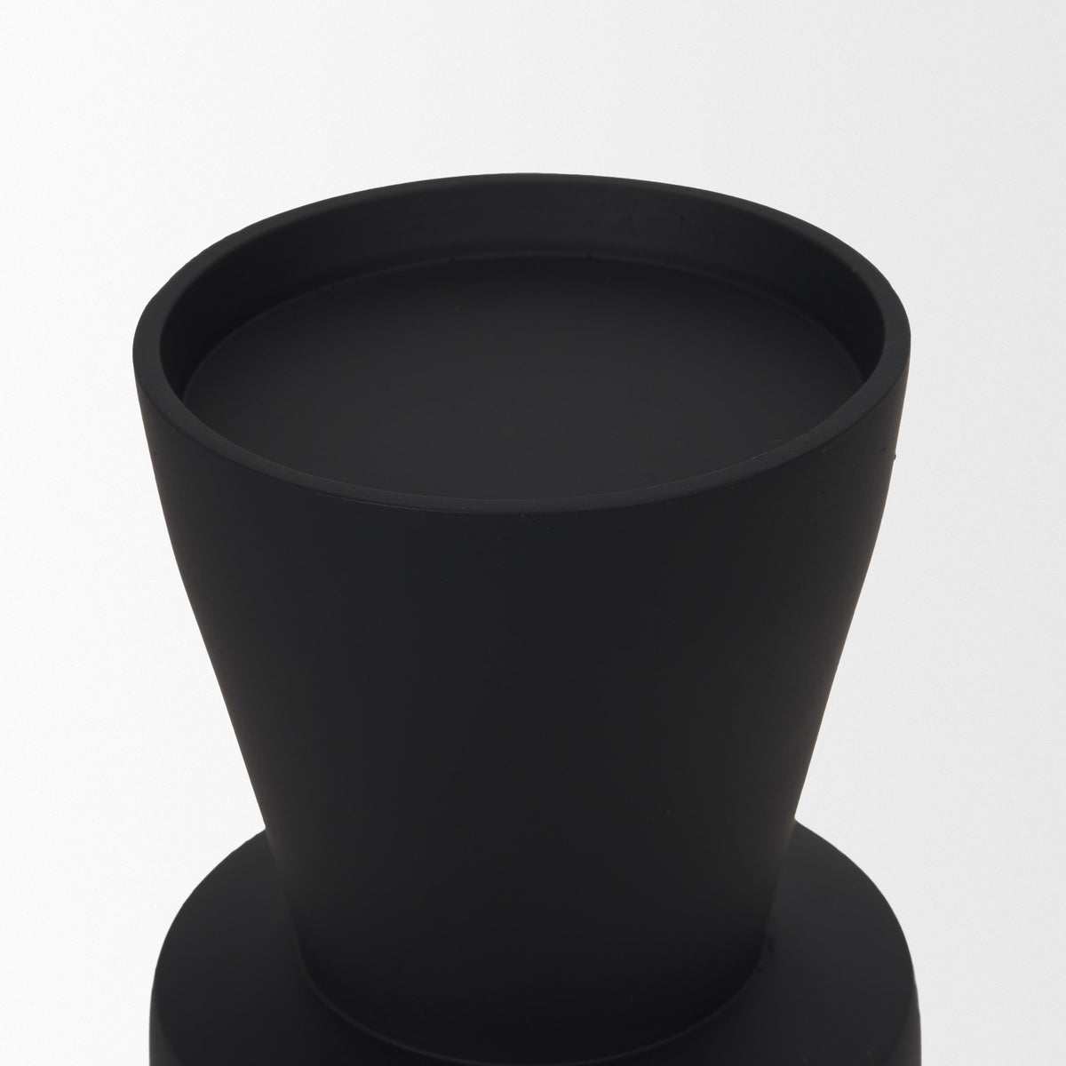 Odilia Large Smooth Matte Black Metal Geometric Pillar Candle Holder-Table Candle Holders-DECOROLALA