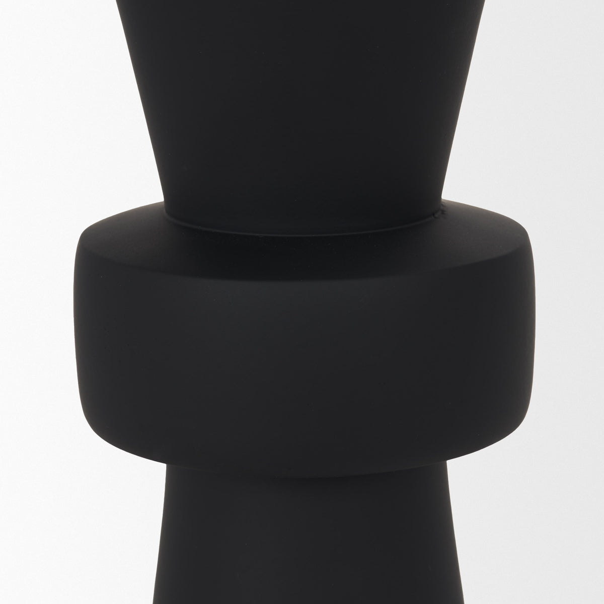 Odilia Large Smooth Matte Black Metal Geometric Pillar Candle Holder-Table Candle Holders-DECOROLALA