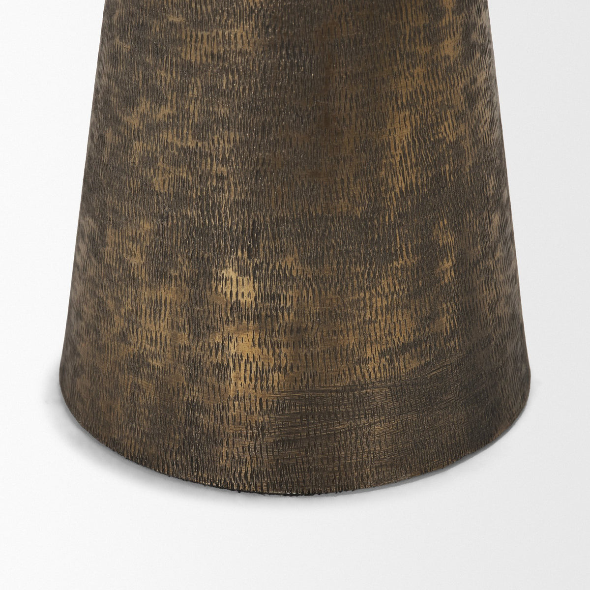 Odilia Large Textured Antiqued Gold Metal Geometric Pillar Candle Holder-Table Candle Holders-DECOROLALA