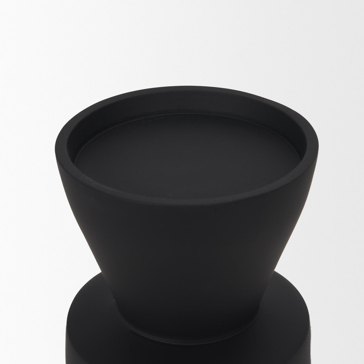 Odilia Small Smooth Matte Black Metal Geometric Pillar Candle Holder-Table Candle Holders-DECOROLALA